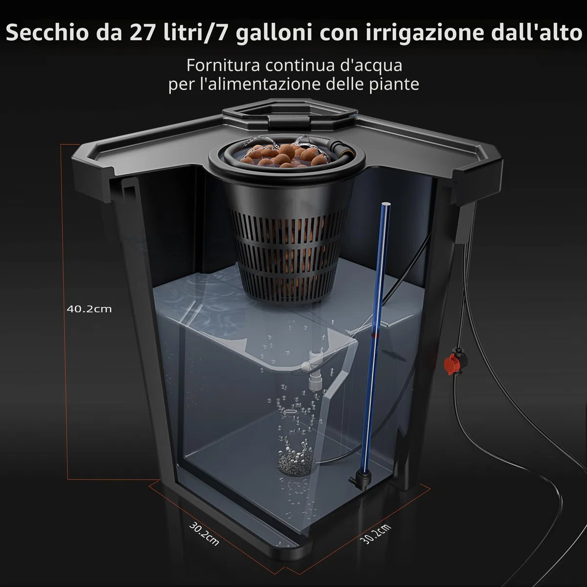 SPIDER FARMER DWC Sistema di Coltivazione idroponica con Coltura ad Acqua Profonda da 27 Litri/7 galloni, Nuovo Design del Coperchio Triangolare, Pompa d'Aria da 8W, 2 Secchi