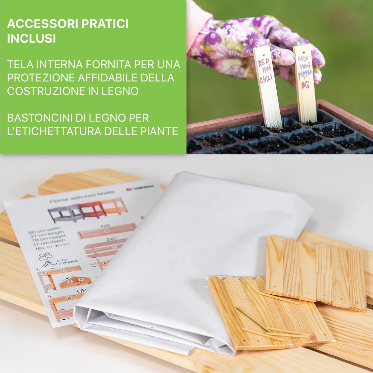ITA Fioriera Rialzata 80x37x78 cm in Legno Naturale - Aiola con Due Livelli - Perfetta per Giardino, Terrazza, Balcone - Made in EU - Qualità Diretta dal Produttore