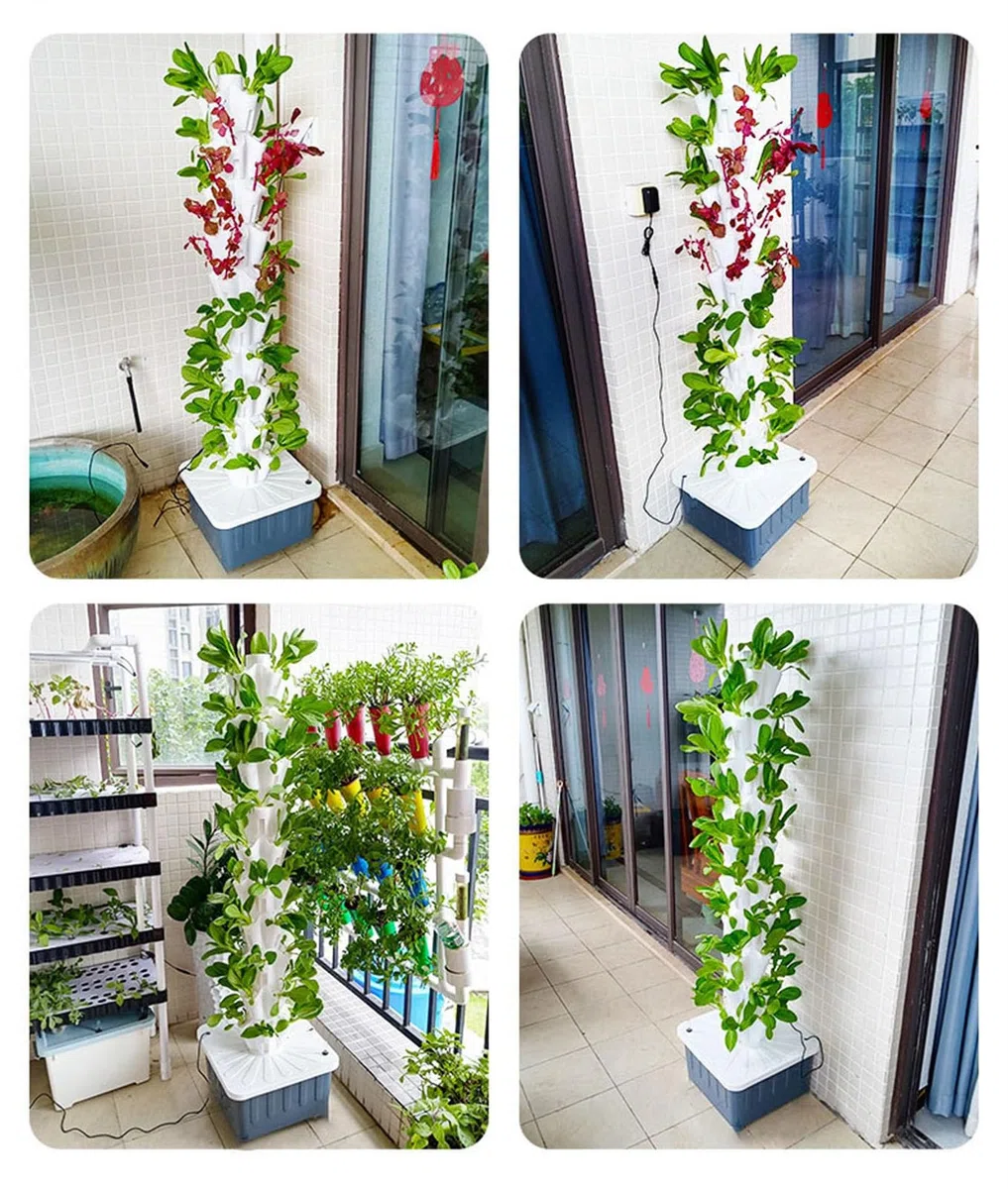 Sistema di Coltivazione Idroponica per Erbe, Frutta E Verdura da Interni, Torre Aeroponica da Giardino con Pompa Idratante, Adattatore, Vasi A Rete E Timer(Color:30holes)