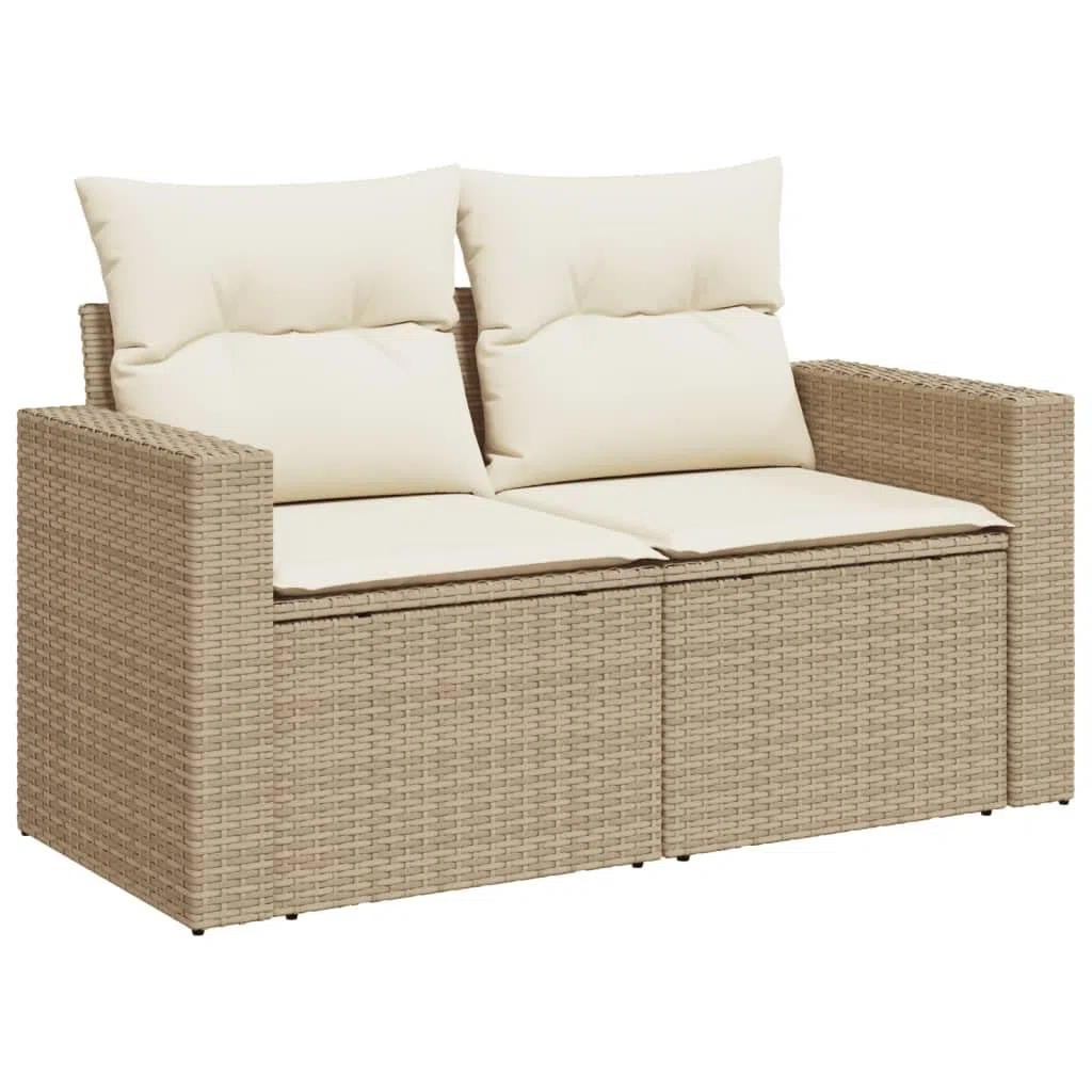 Set Divano da Giardino 10 pz con Cuscini Beige in Polyrattan, Set Giardino Esterno, Divano da Giardino, Salotto da Esterno, Set da Giardino, Arredo Giardino
