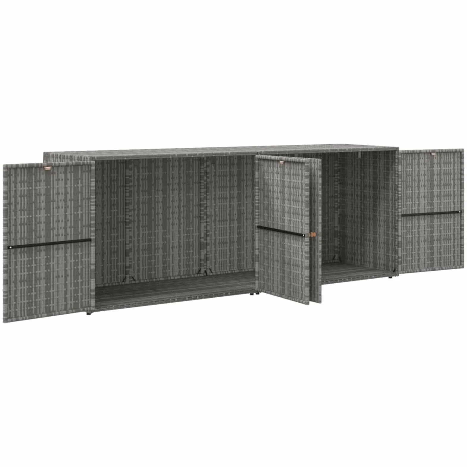 Gecheer Mobile Portaoggetti da Giardino Grigio 198x55,5x80cm Polyrattan,Armadietto,Credenza,Mobile,Portaoggetti,da Giardino,Esterno,Patio,Terrazzo,Balcone,Armadio da Esterno,Armadio Portascope,P319871