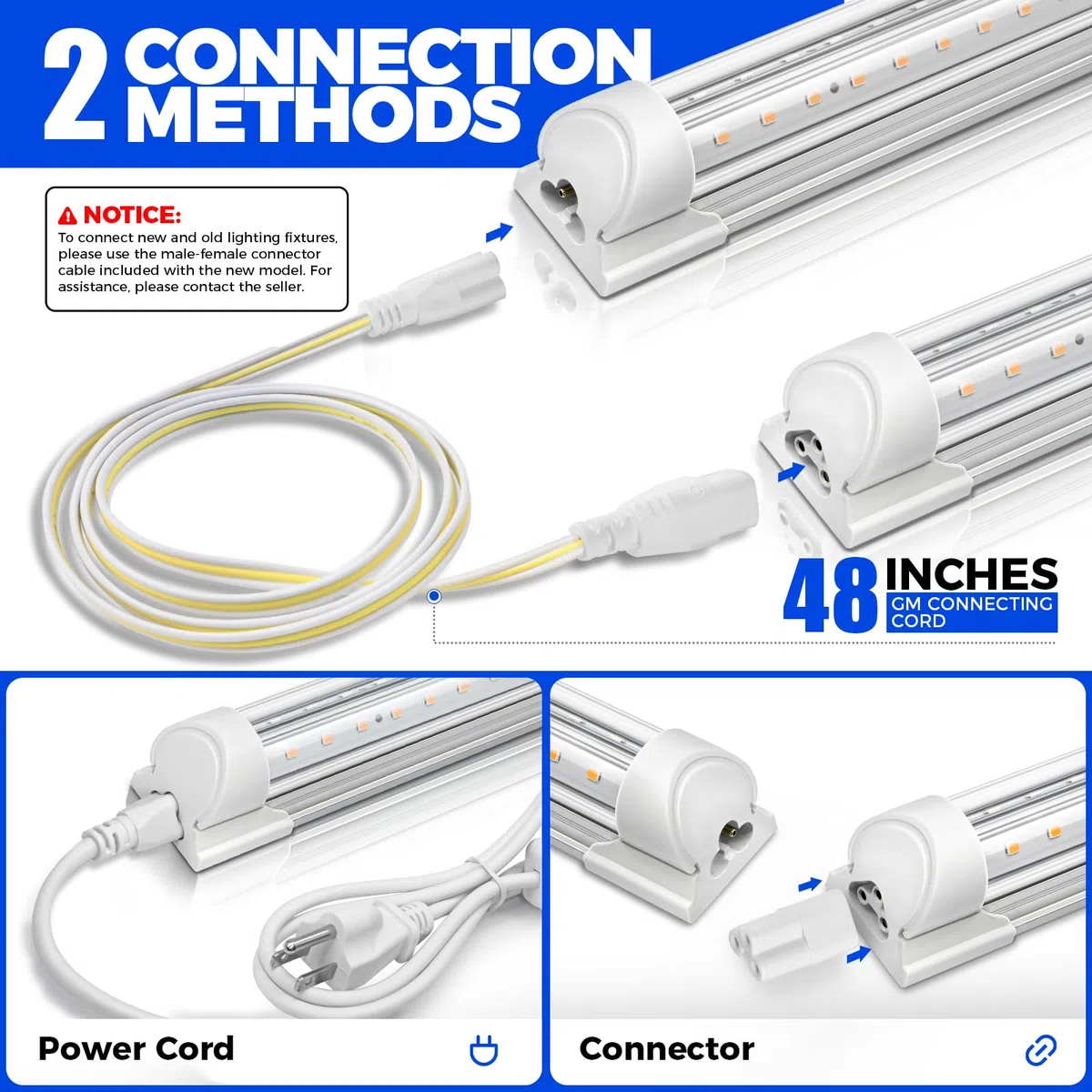 Barrina Lampadina per coltivare la luce, 96 W (4 x 24 W), spettro completo da 0,8 m, LED T8 a forma di V, luci per piante da interno, confezione da 4