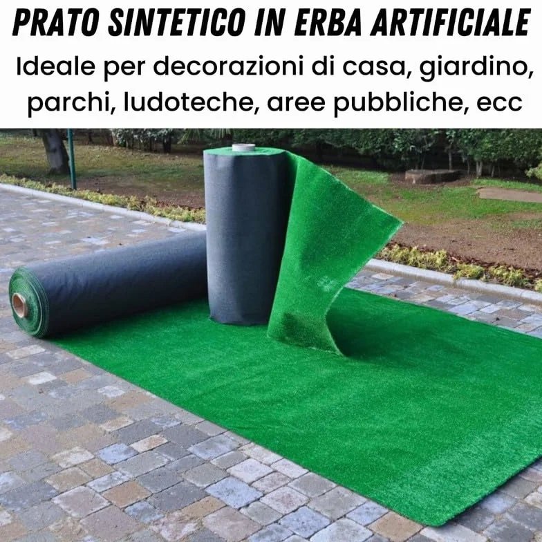 ITALFROM - Prato Sintetico da Esterno Drenante (7 mm) Erba Sintetica per Esterno, Erba Finta Terrazzo, Erba Artificiale per Giardino, Balcone, Piscina, Resistente, Tappeto Erba Sintetica (1x20m)