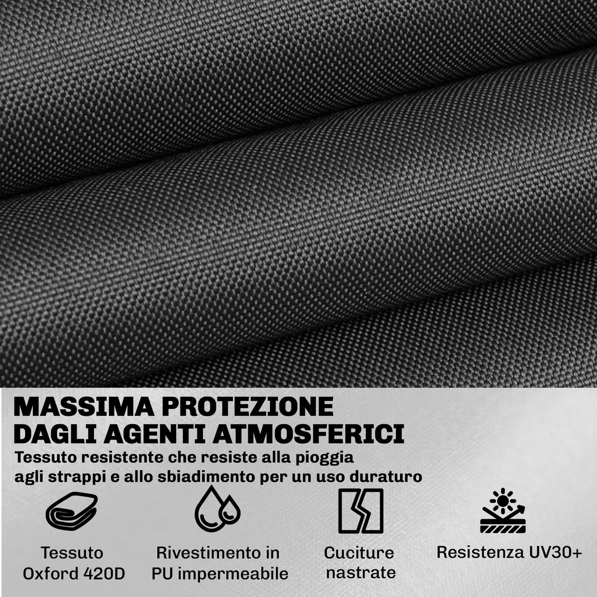 Outsunny Coperture per Mobili da Esterno Set 4 Pezzi, 420D Oxford Impermeabile, Copertura per Tavolo, Poltrone e Divano da Giardino con 6 Prese d'Aria, Antivento, Nero
