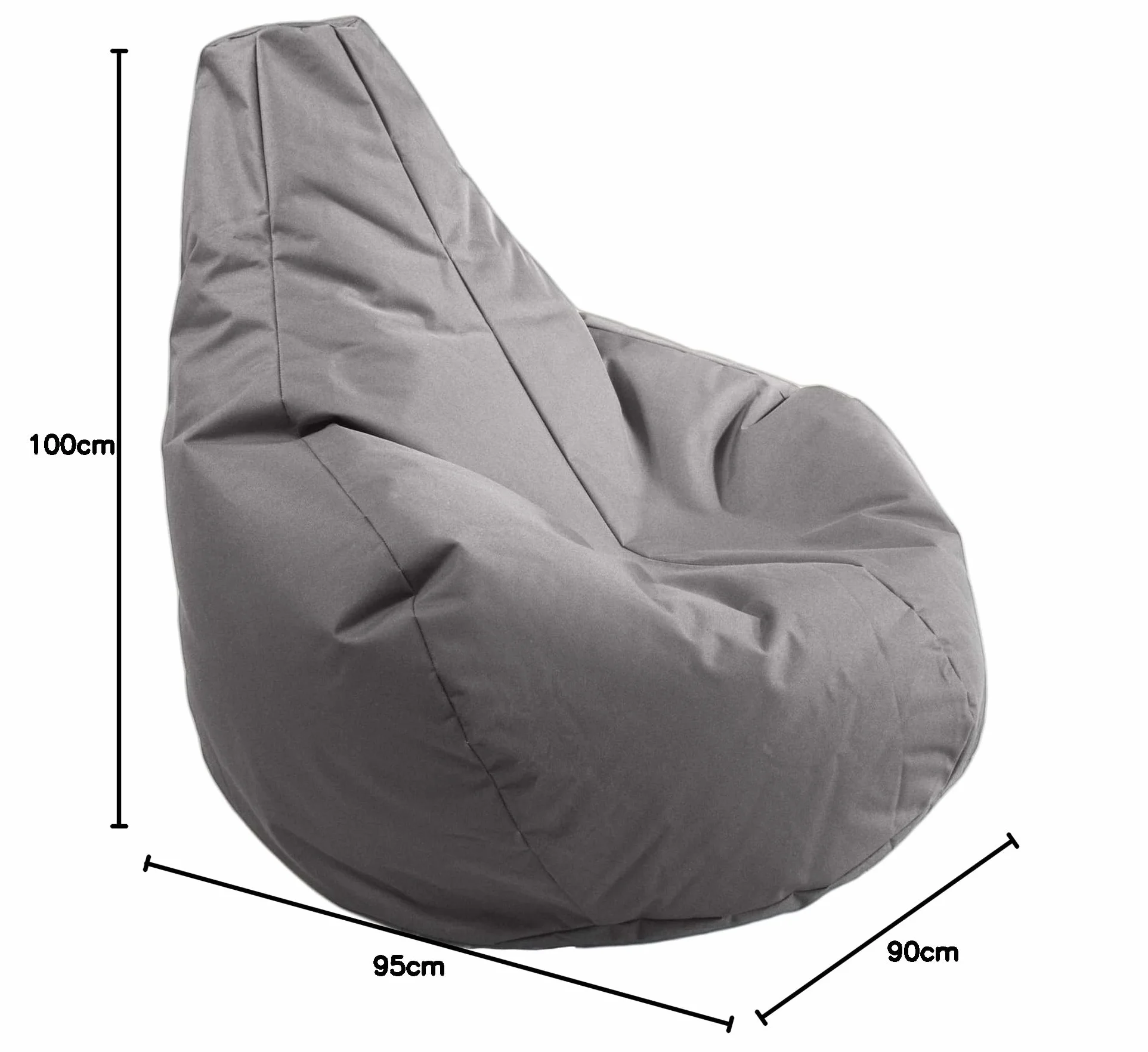 Pouf per esterni e interni, con imbottitura ecologica, cuscino da pavimento, 225 l, grigio