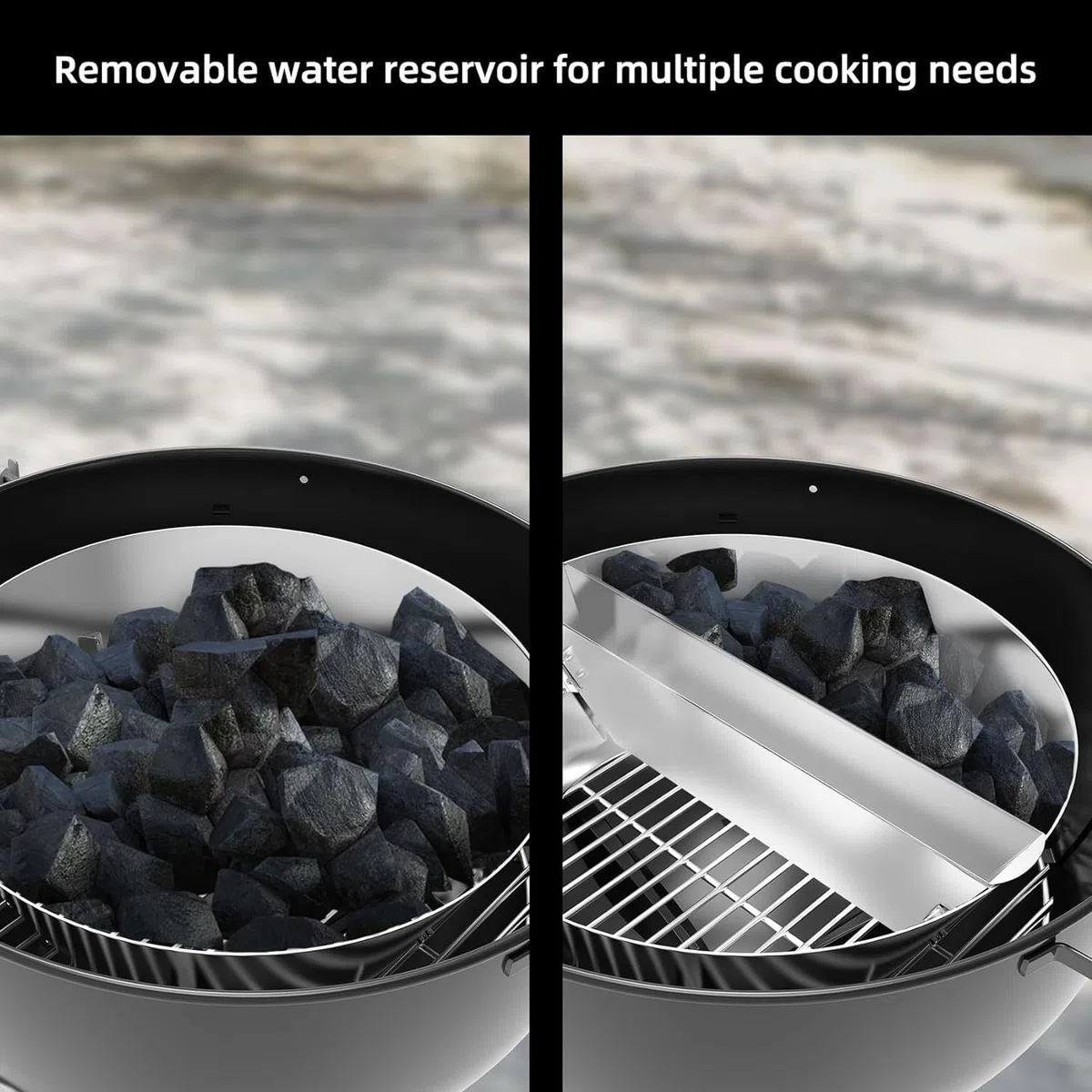 onlyfire Cestini per Carbonella da Barbecue, Affumicatore BBQ in Acciaio Inossidabile per Weber 57 cm Kettle BBQ e Altre 47/57/67 cm Kettle Griglie