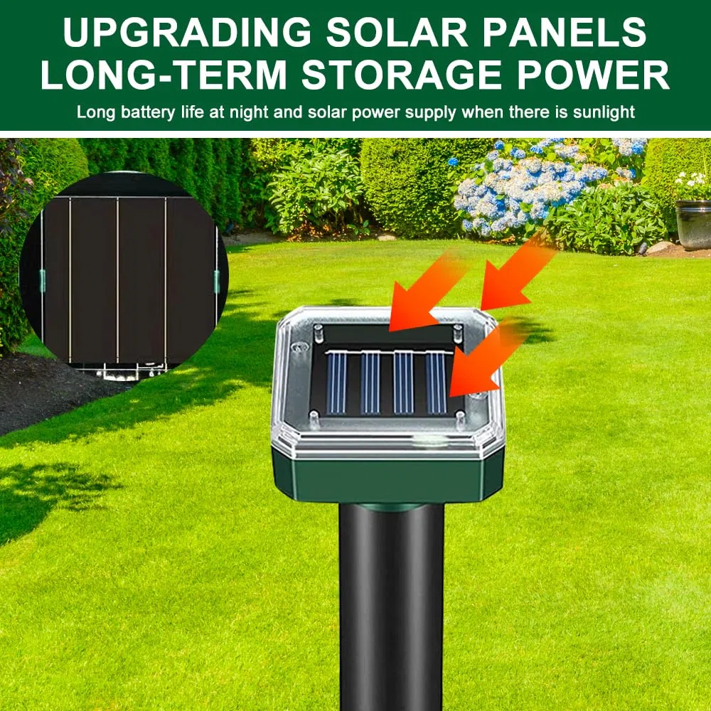8 Pezzi Solare Repellente Ultrasuoni per Topi, Dissuasori per Topi da Esterno con IP65 Impermeabile, Adatto per Respingere Talpe, Talpe di Campagna, Serpenti e Gopher in Giardini (Quadrilatero)