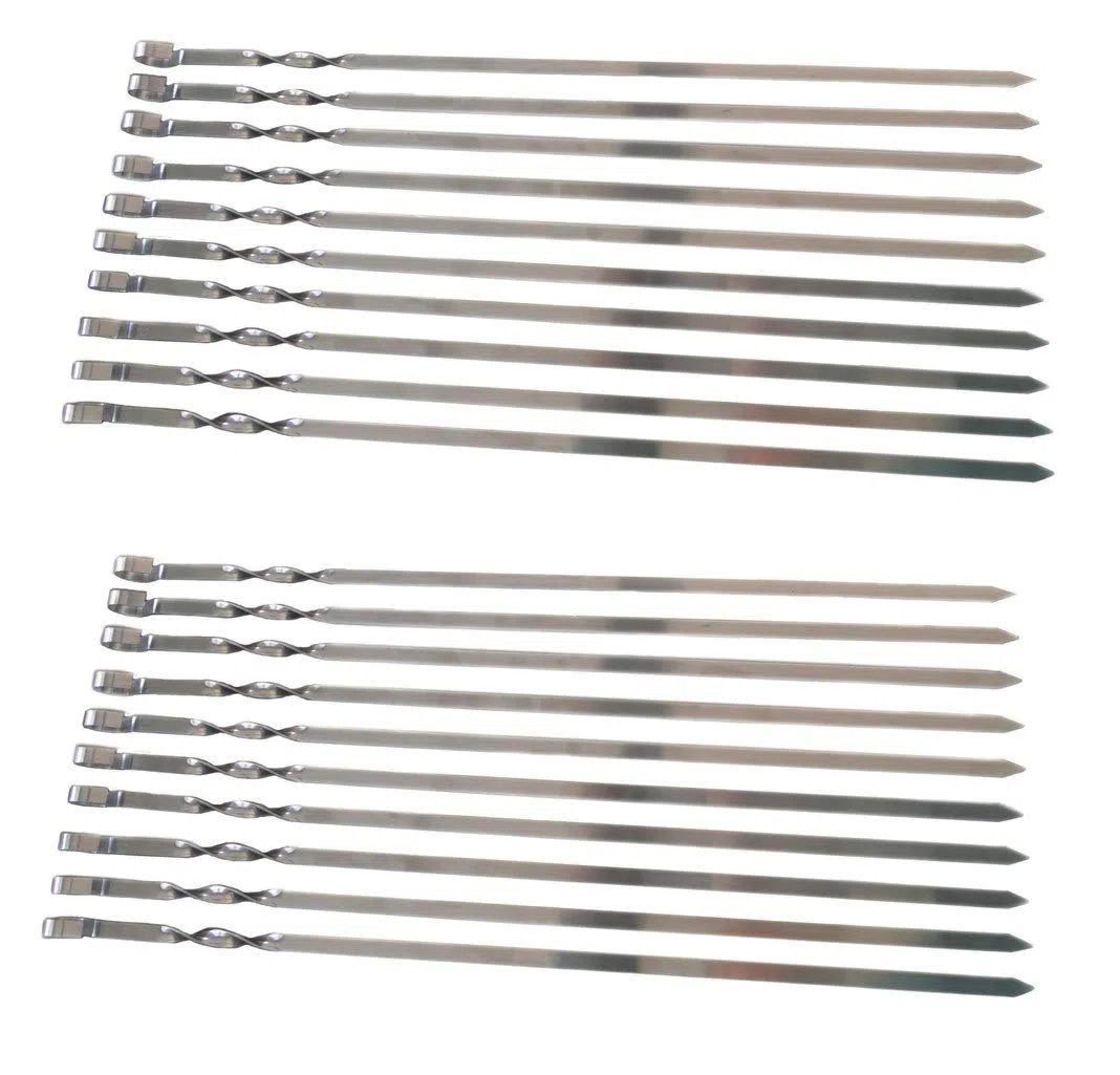 20 spiedini per barbecue in acciaio inossidabile 60 cm - 1 cm di larghezza - solidi 2 mm di spessore/spessore