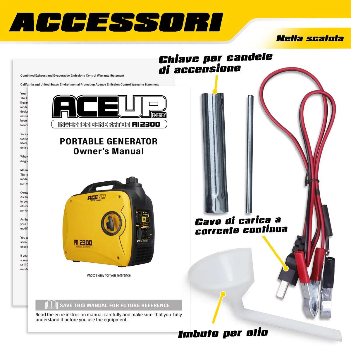 Aceup Energy 2000W Generatore di Corrente, Benzina Inverter Generatore Portatile Silenziato con presa 230 V per uso domestico e campeggio