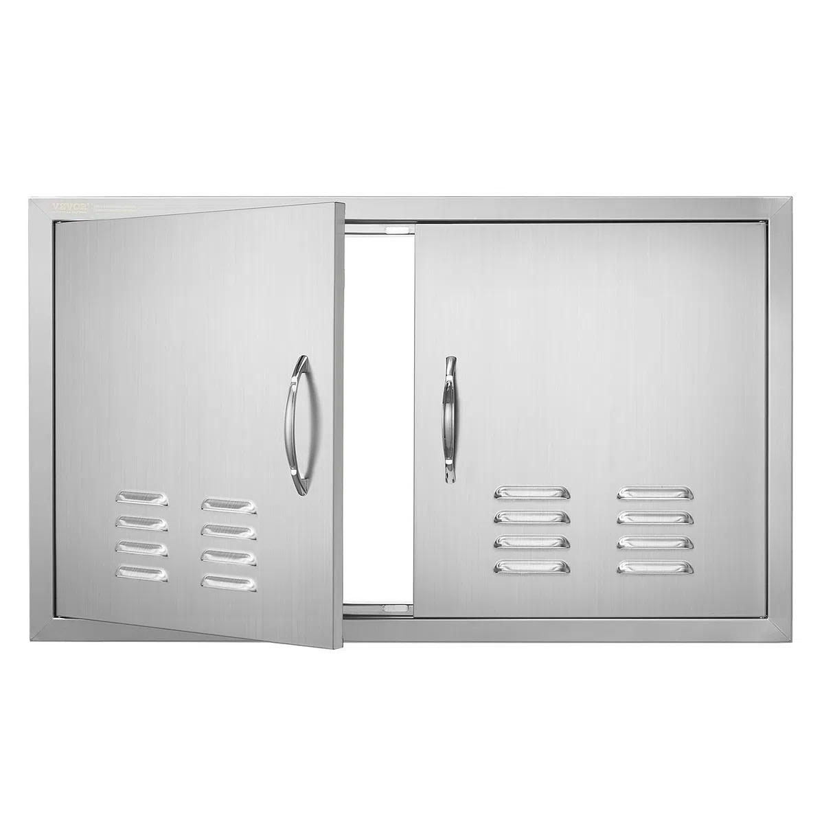 VEVOR Porta di accesso per barbecue da cucina all'aperto, doppia porta verticale in acciaio inox con maniglie e prese d'aria, 91 cm di larghezza x 53 cm di altezza, per barbecue Island, stazione di