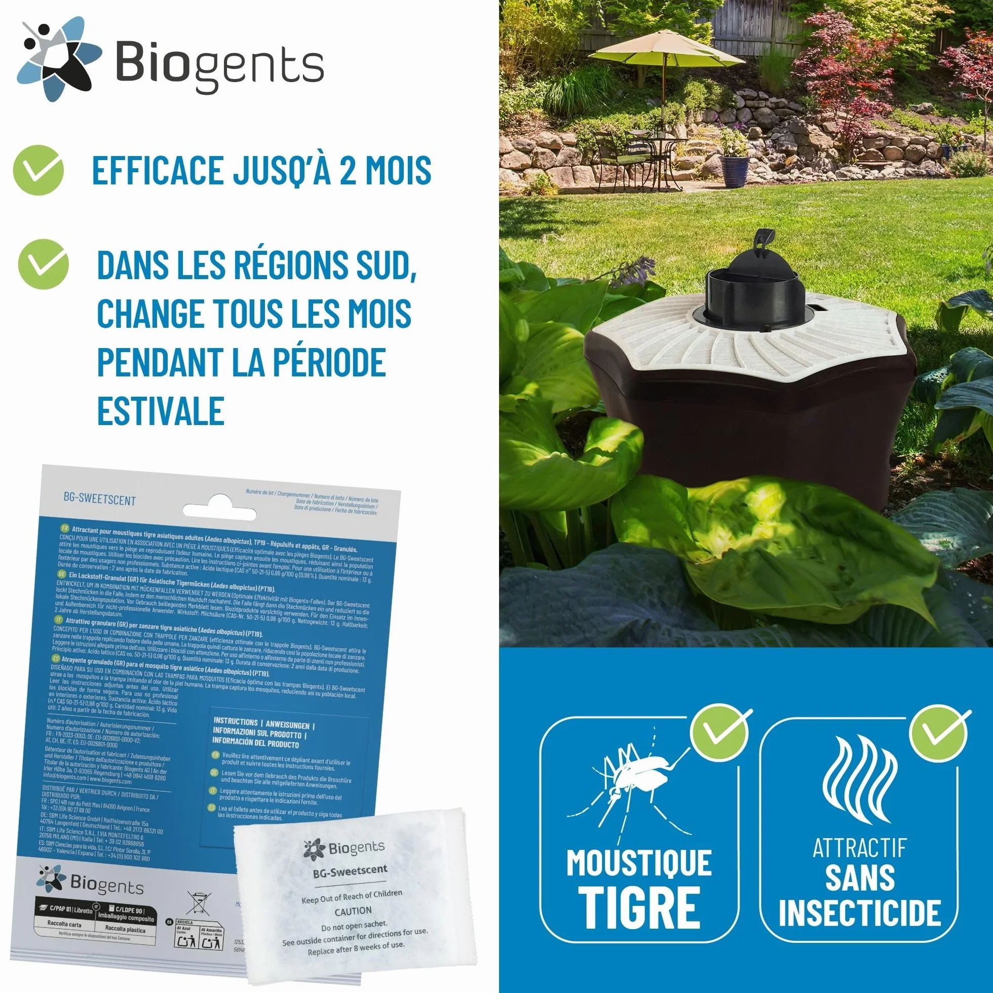 Biogents BG-Sweetscent attrattore zanzare I Set da 3 I attira la zanzara Tigre Asiatica e la zanzara Dengue nella Trappola BG-mosquitaire I Compatibile con Altre trappole