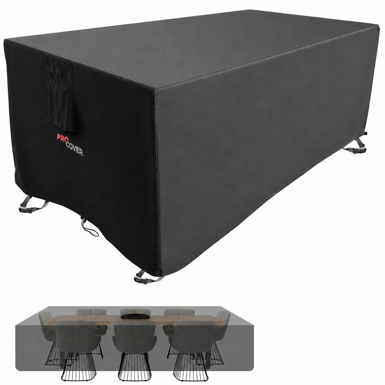 Copertura premium per mobili esterni: Tessuto resistente e impermeabile con rivestimento in PVC. Spesso, durevole, ideale per tavolo, salotto da giardino, mobili, terrazza (160x95x70cm)