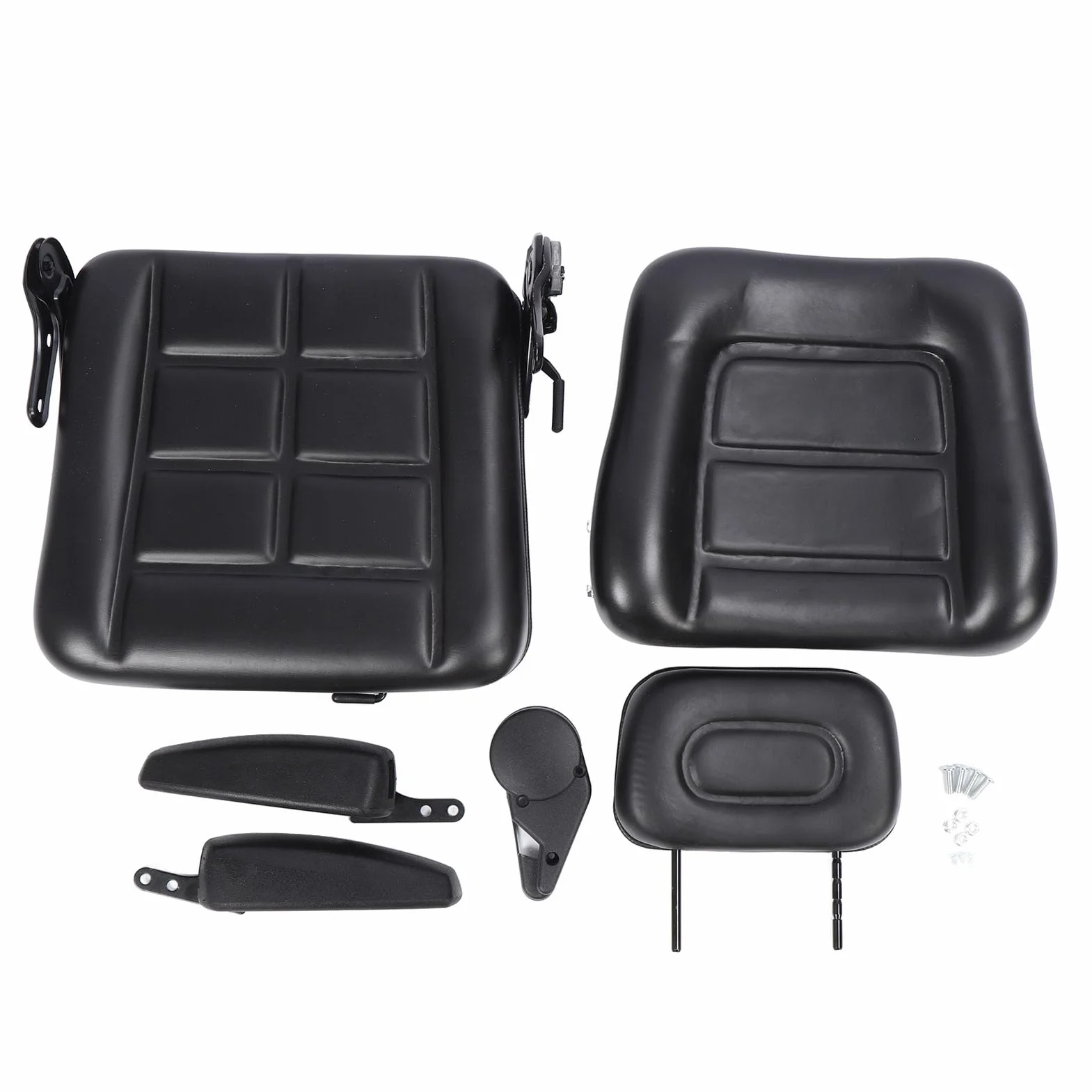 Sedile per Trattore Regolabile Universale Carrello Elevatore Escavatore Dozer Nero (Con Bracciolo)