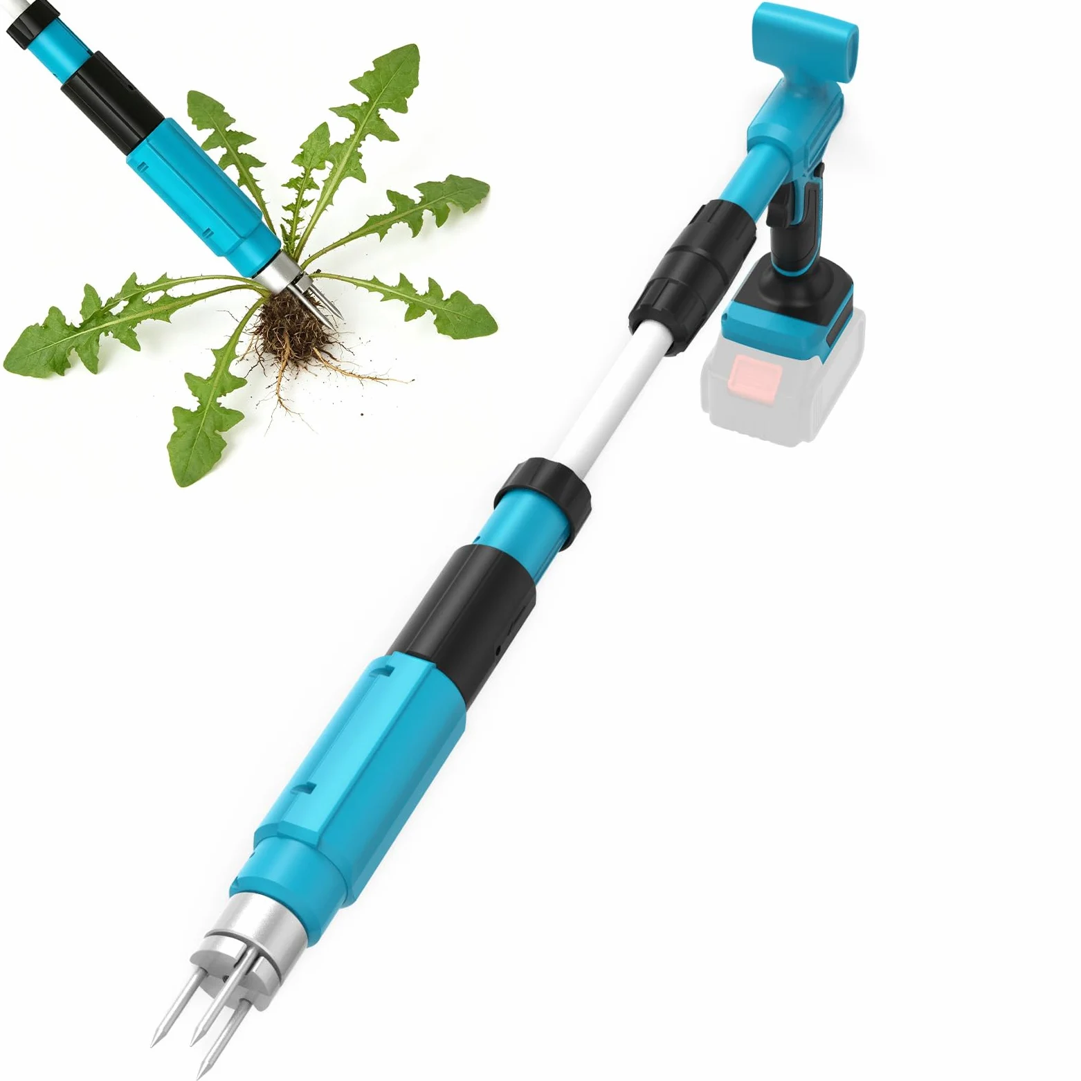 Sarchiatore Elettrico Compatibile con Makita 18V, Estirpatore Erbacce con 3 Artigli, Rimozione Erbacce Rapida per Giardino, Cortile e Orto (Senza Batteria e Caricatore)