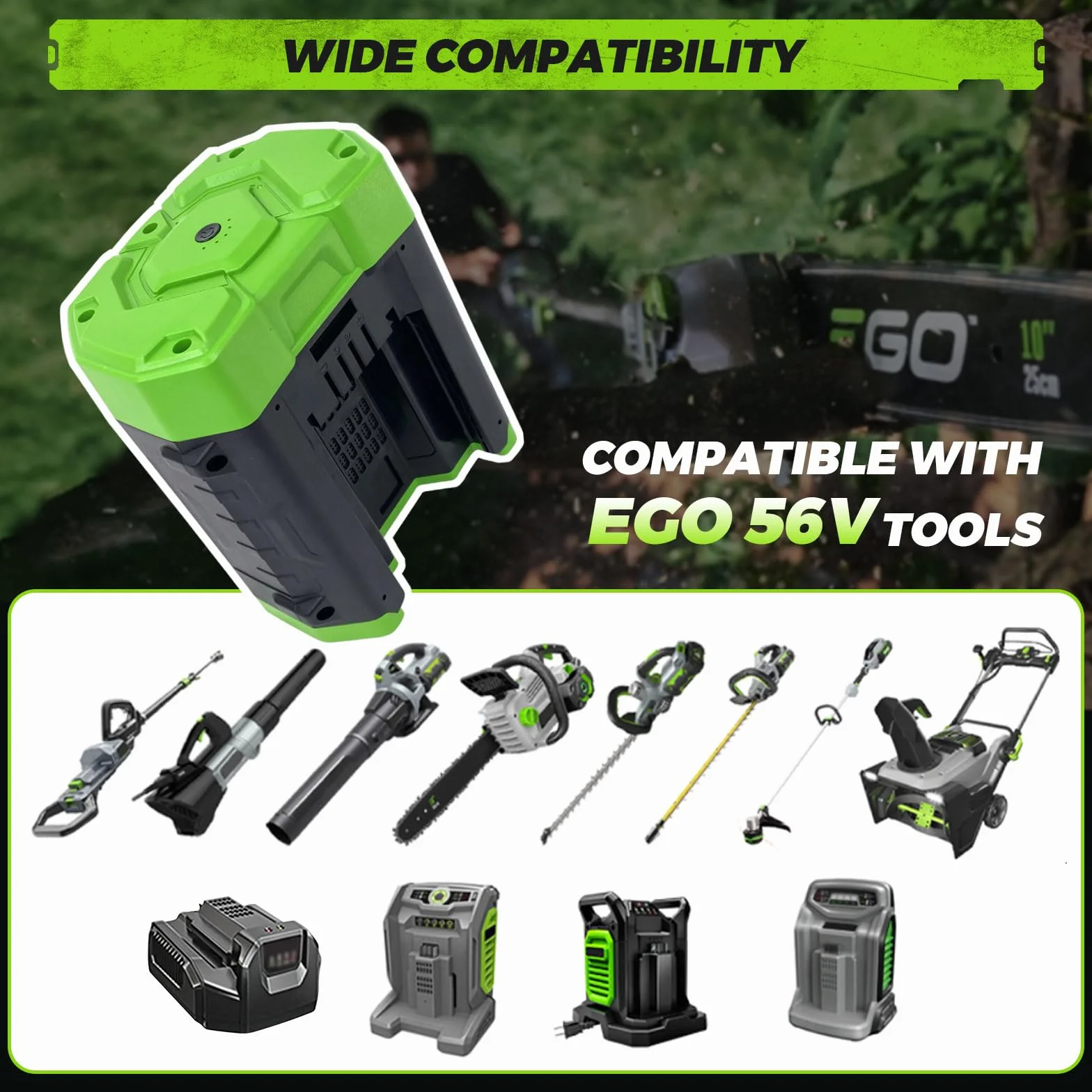 Batteria di ricambio per EGO 56 V 7500 mAh compatibile con tosaerba EGO 56 Volt soffiatore per foglie erbacce mangiatore di erbacce batterie per utensili elettrici senza fili Nuovo