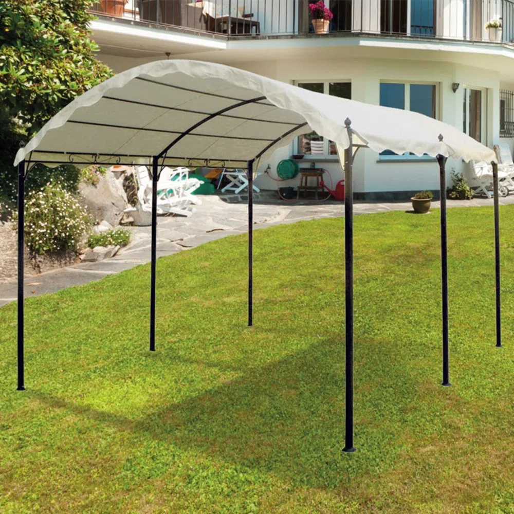 VERDELOOK Onda, Gazebo in Ferro Verniciato 3x4 m, Bianco, coperture e arredo