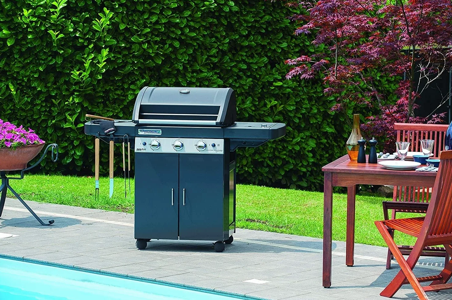 Campingaz 3 Series LS Plus Dual Gas Barbecue Gas, BBQ con 2 Grill, 3 Bruciatori in Acciaio Inox e 1 a Lato