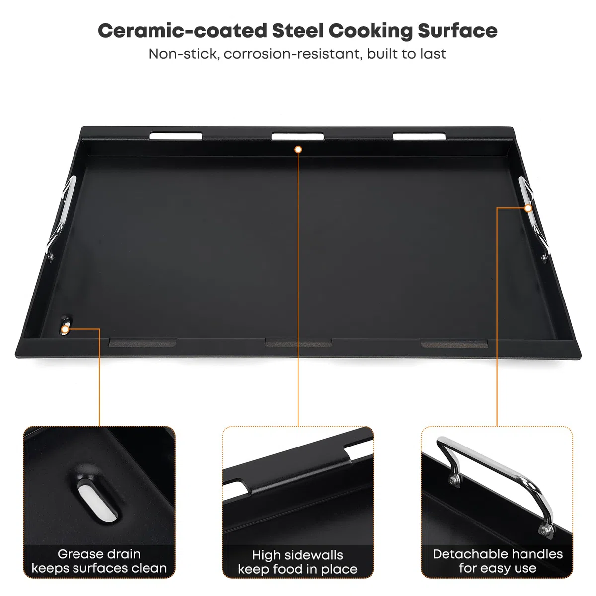 Onlyfire Flat Top Piastra per Grill per Griglie a Gas Weber Spirit 300 Series, Spirit 400 Series, Inserto per Plancha in Rivestimento Antiaderente in Ceramica per Weber Spirit 310 315 320 330, 6787