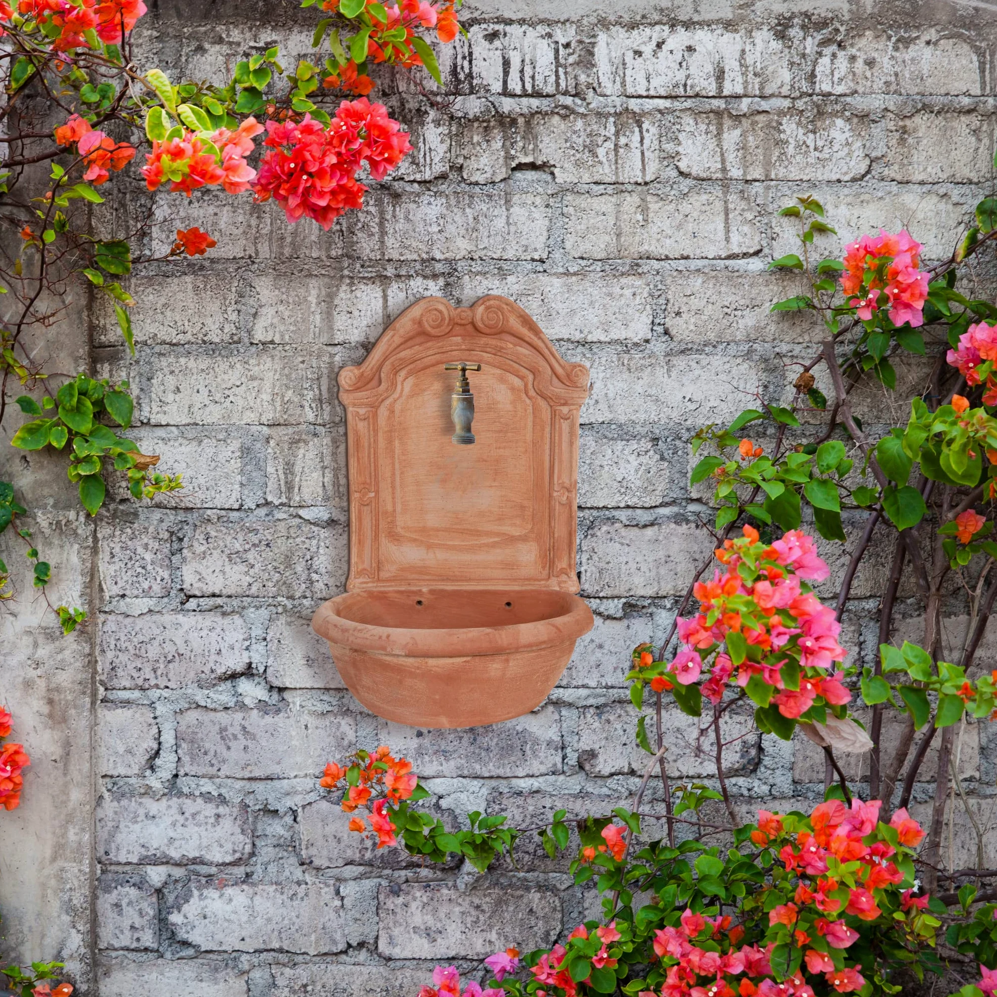 Biscottini Fontana per acqua L45xPR36xH64 - Terracotta - Giardino all'aperto e decorazione per interni