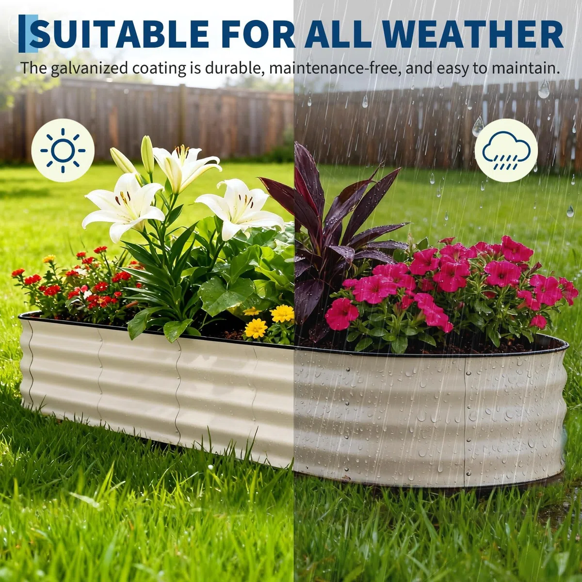 Set Di 2 Aiuole Rialzate Robuste e Resistenti Alle Intemperie Acciaio Zincato Ampie Aiuole Ortaggi Fiori e Frutta Antiruggine, Durevole, Facile Montare, Ideale Uso Esterno – Dimensioni: 8x4x1
