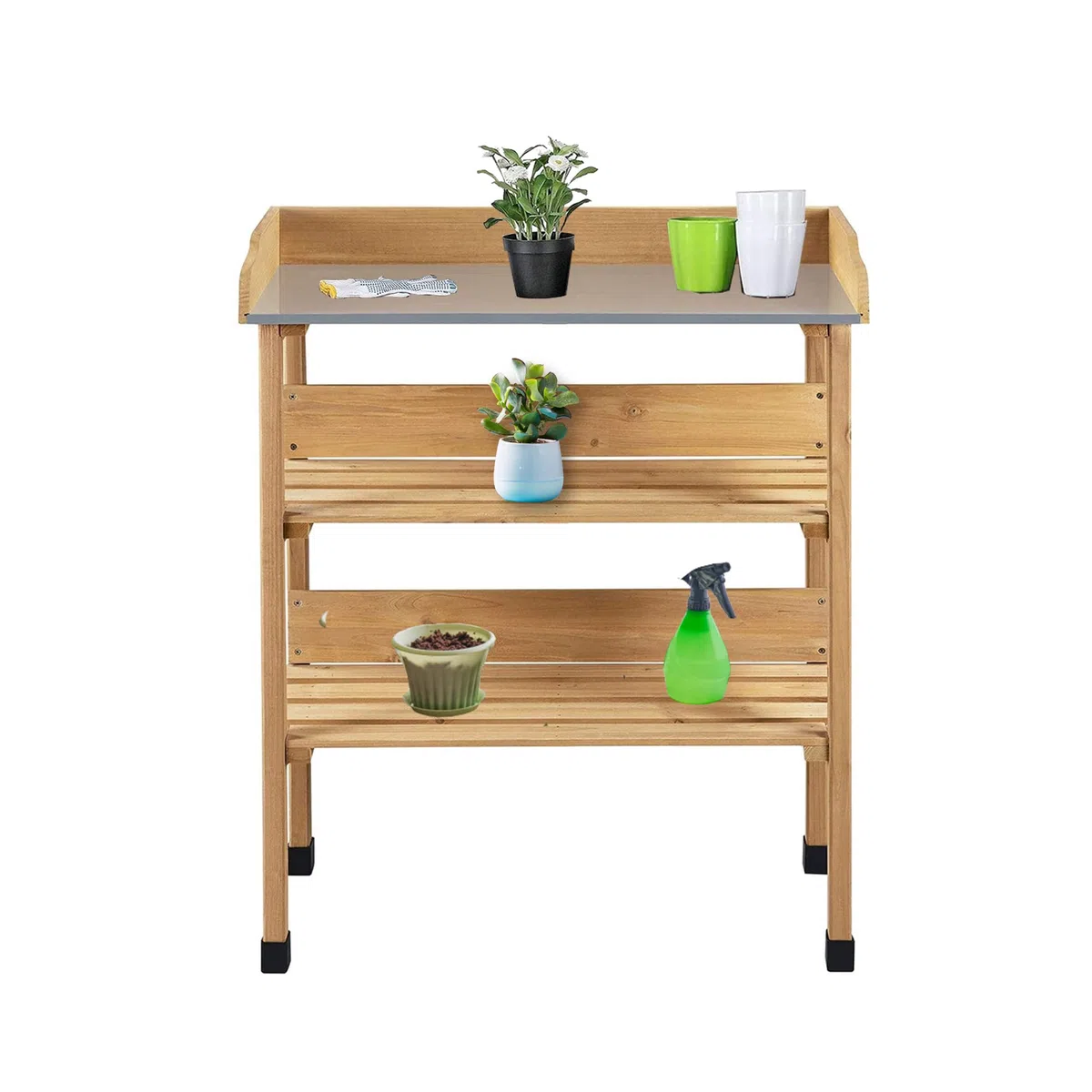 MaxxGarden - Tavolo per piante, 80 x 40 x 86 cm, in legno con ripiano di lavoro