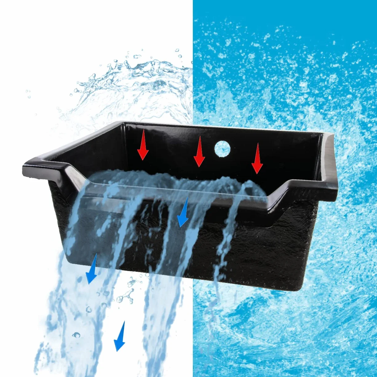 AQUAFORTE Fastfall 72 - Cascata 72 x 62 x 28 cm, in Poliestere Spesso 3 mm, con Adattatore Speciale per Tubo da 20/25/32/38 mm, Portata di 1300-9000 l/h
