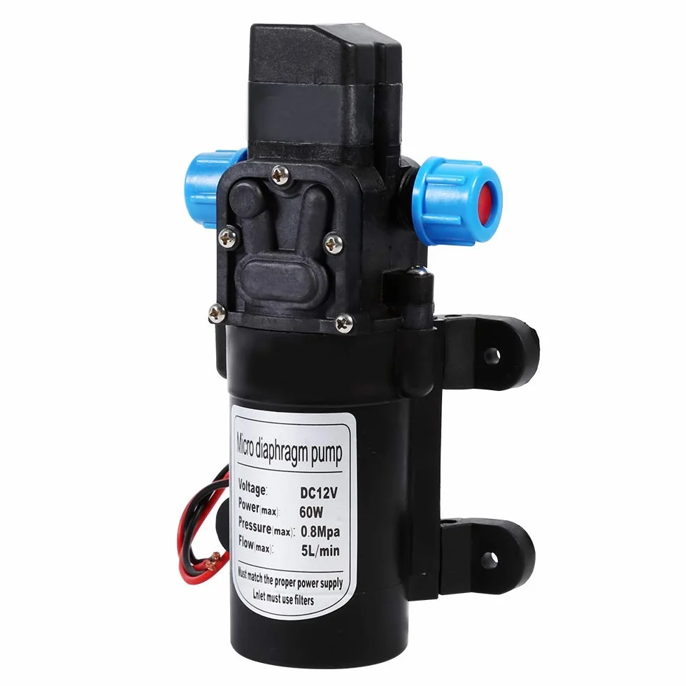 Pompa autoadescante per lacqua, DC12V membrana auto adescante ad alta pressione, pompa ad acqua per lavaggio auto o barca, pulizia e irrigazione giardino, 5L/min, 60 W
