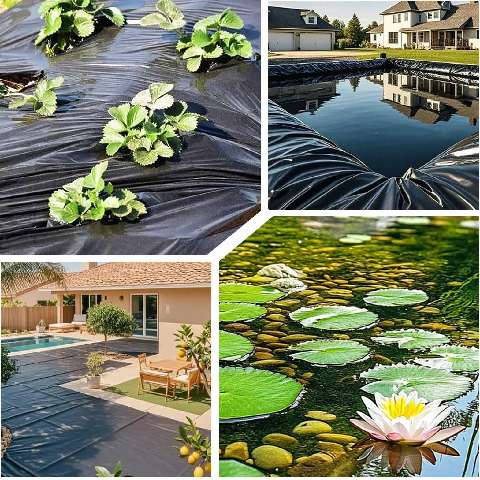 Telo per laghetto, 2x3m 3x4m 4x7m 5x5m 6x8m 8x10m 10x15m, Telone resistente pieghevole in HDPE per laghetti all'aperto, laghetto con pesci Koi, lago artificiale, isolamento da giardinaggio(6x10m)