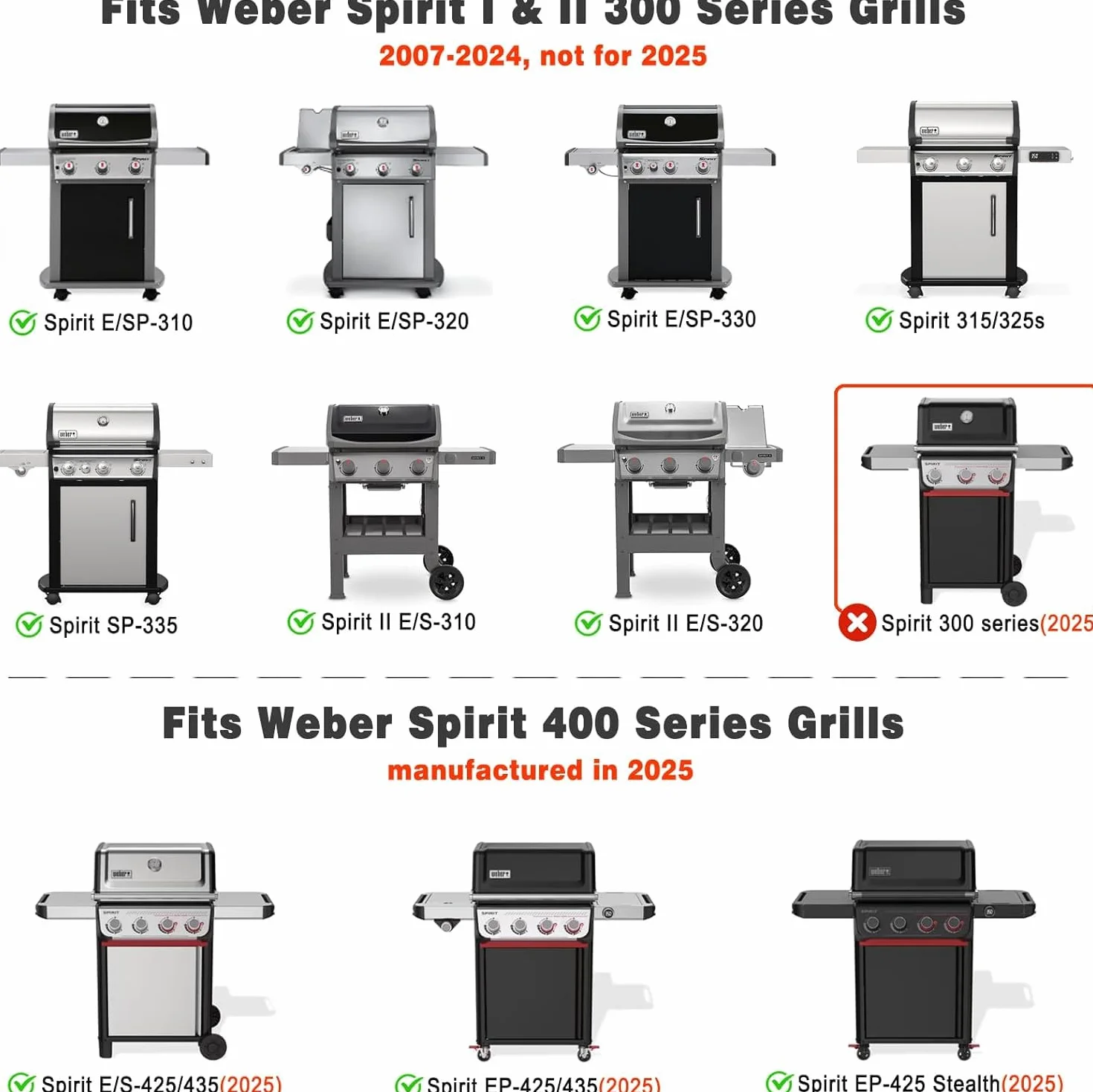 Onlyfire Flat Top Piastra per Grill per Griglie a Gas Weber Spirit 300 Series, Spirit 400 Series, Inserto per Plancha in Rivestimento Antiaderente in Ceramica per Weber Spirit 310 315 320 330, 6787