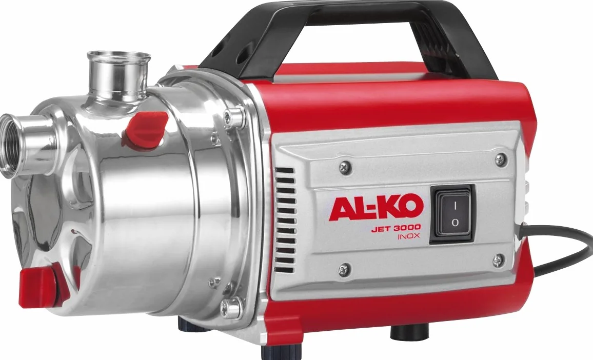AL-KO Jet 3000 Inox Classic - Pompa da giardino - potenza motore 650 Watt, portata max. 3100 l/h, altezza massima di mandata, prevalenza 35 m, aspirazione da 8 metri