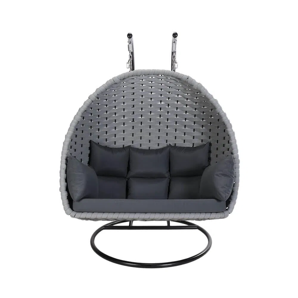 HOME DELUXE Poltrona sospesa in corda intrecciata CADEIRA grigio chiaro – 2 posti | poltrona sospesa con corda corda corda di corda