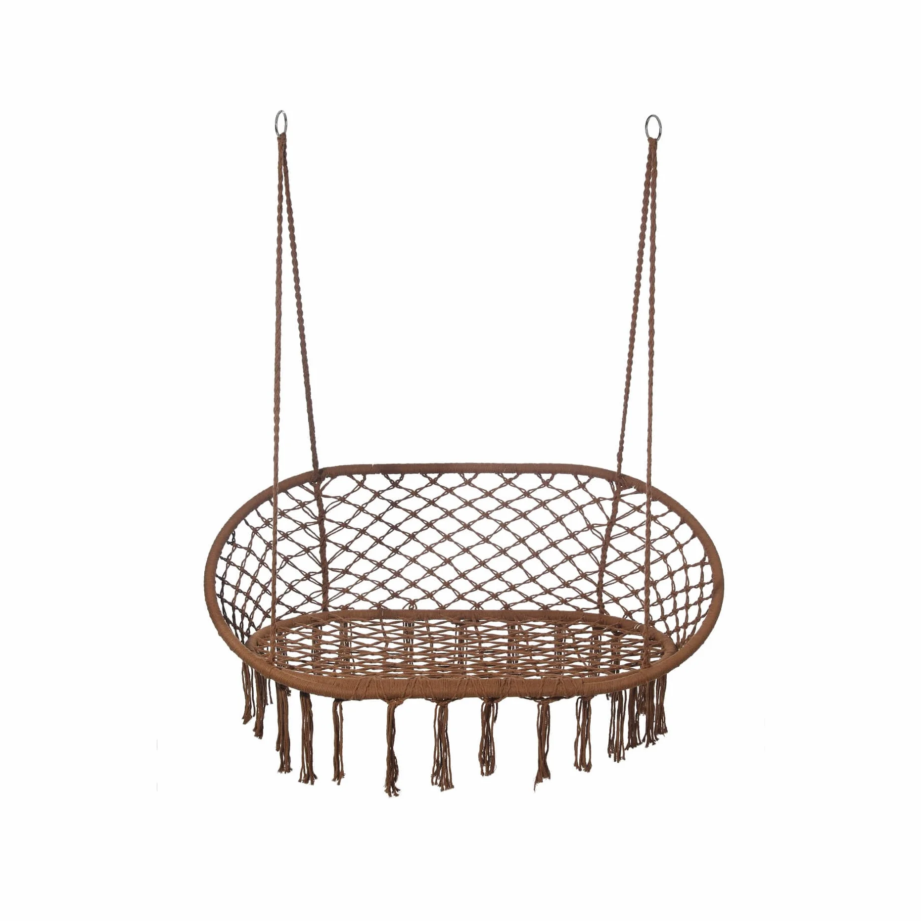 Rebecca Mobili Divano a Dondolo 2 Posti, Sedia Sospesa Relax, Marrone, Acciaio Policotone, 2 Posti, per Giardino Salotto - Misure HxLxP: 150 x 130 x 70 cm - Art. RE7174