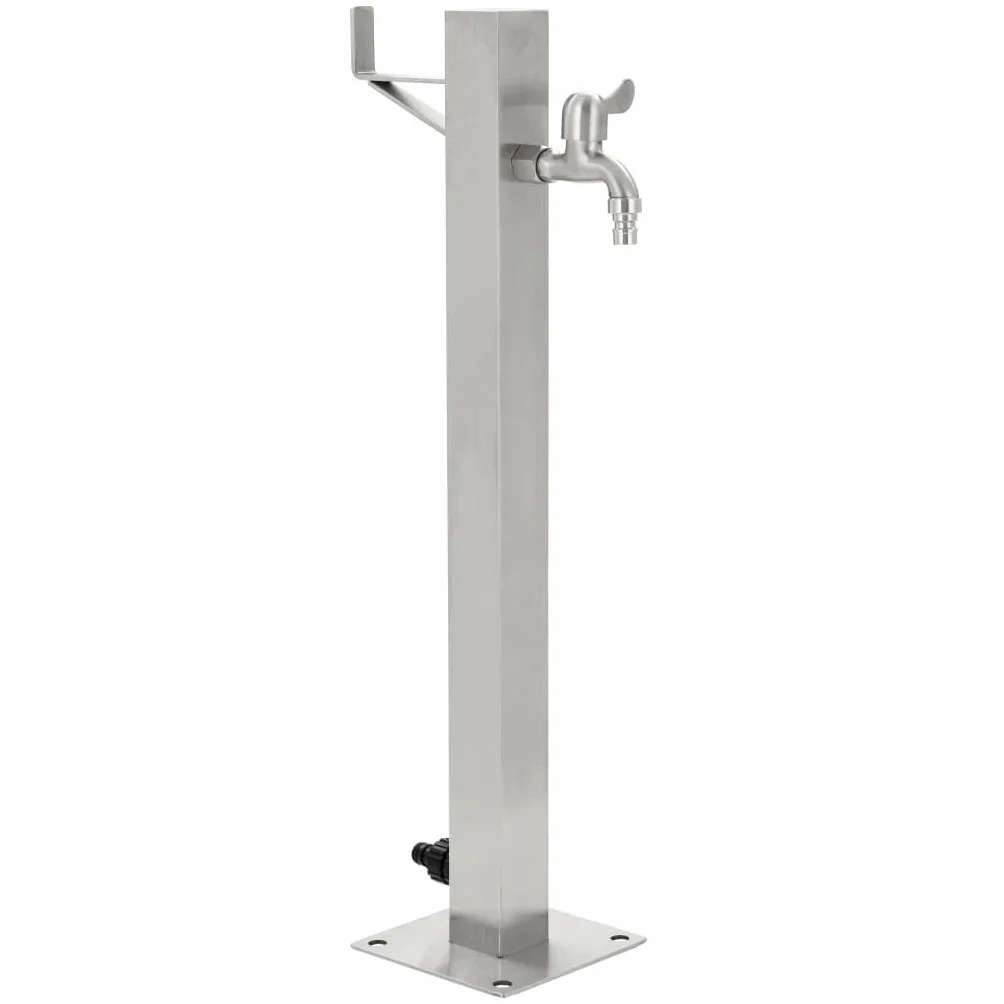 vidaXL Fontanella a Colonna Acciaio Inox 65 cm Quadrata Irrigazione Giardino