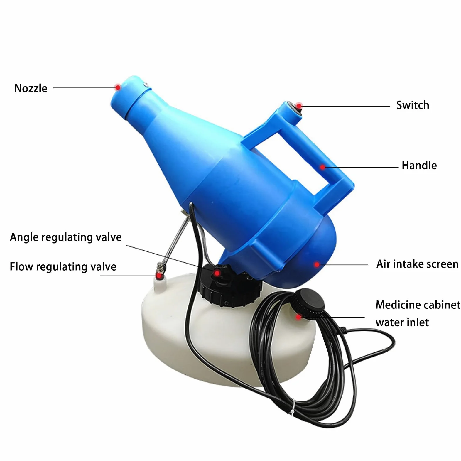 Nebulizzatore portatile elettrico ULV Glomora, atomizzatore a nebbia fredda da 4,5 litri con ugello regolabile e distanza di spruzzo di 10 metri.