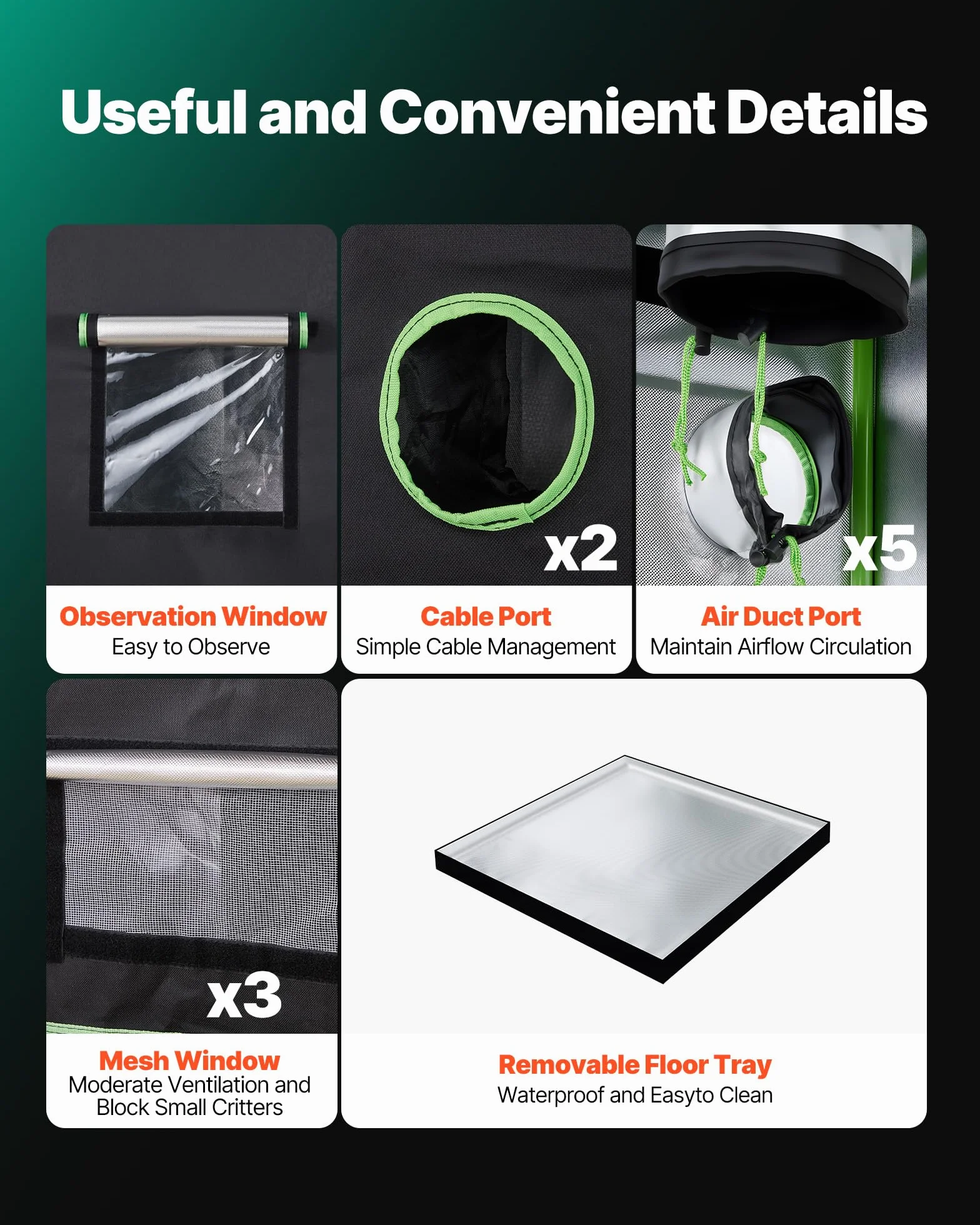 VEVOR Tenda da Coltivazione da Interno 150x150x200 cm, Tenda da Coltivazione per Piante da Interno, con Illuminazione LED a Spettro Completo, Sistema di Ventilazione, Mylar 600D Riflettente