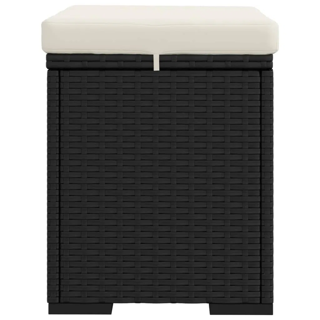 Generico Ottomana con Cuscino Nero 40x30x40 cm in Polyrattan,Mobili,Poggiapiedi-319392