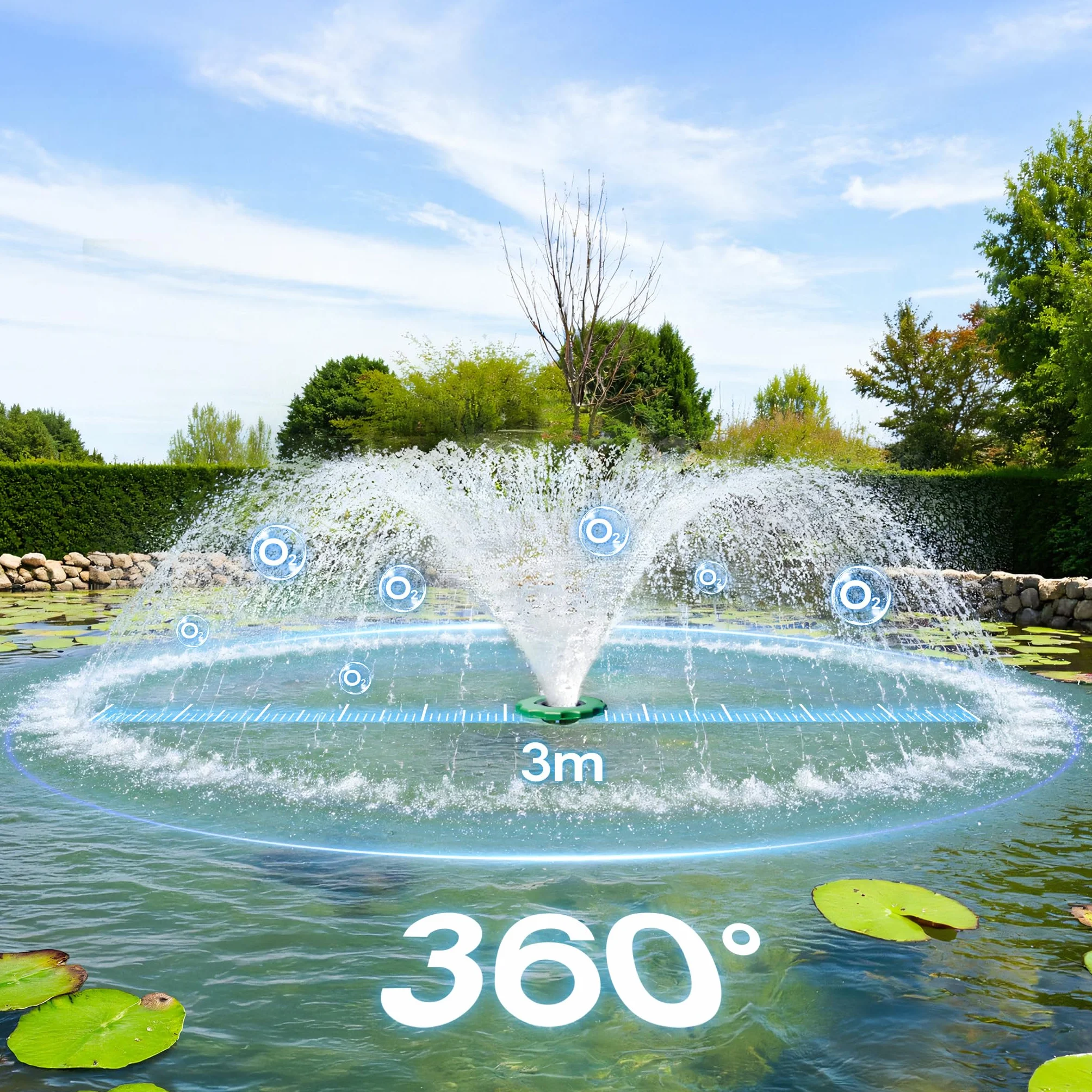 SunSun Fontana galleggiante COP-10000 20.000 l/h 90 W Colonna d'acqua alta 1 m con 3 m di diametro