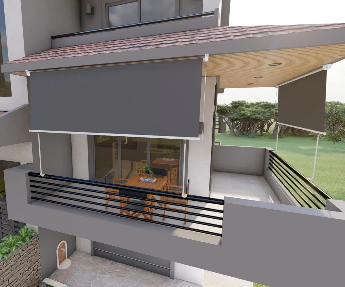 Tenda da sole a caduta con bracci 300cm telo impermeabile grigio Golisa