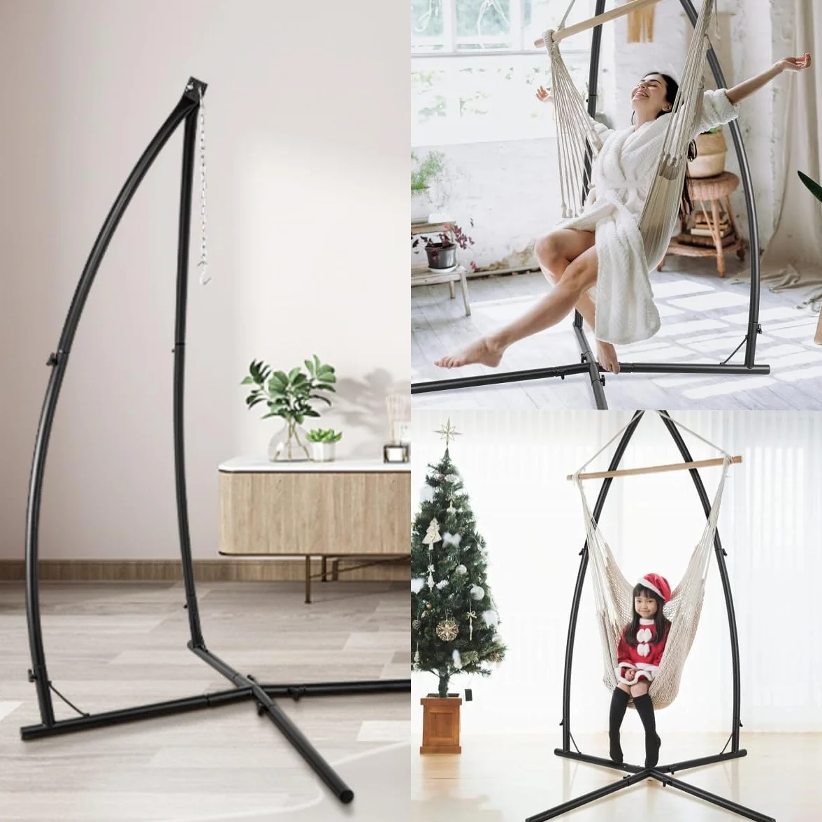 Struttura per Amaca,Supporto per Sedia Sospesa,Supporto per Amaca,Telaio per Poltrona Sospesa,Supporto per Sedia Amaca,Carica 110KG, per Sedia a Uovo,Sedia Dondolo,Sedia Sospesa,per Balcone,Giardino
