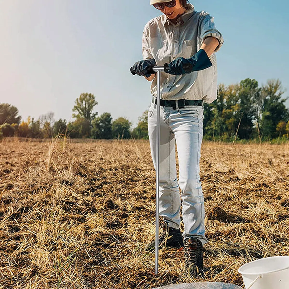 Asta Per Sonda Per Terreno in Acciaio Inossidabile, Strumento Per Asta di Terra Regolabile in Altezza da 32-48 Pollici con Impugnatura a T Per Il Campionamento del Terreno Cura delle Piante Prato Giar