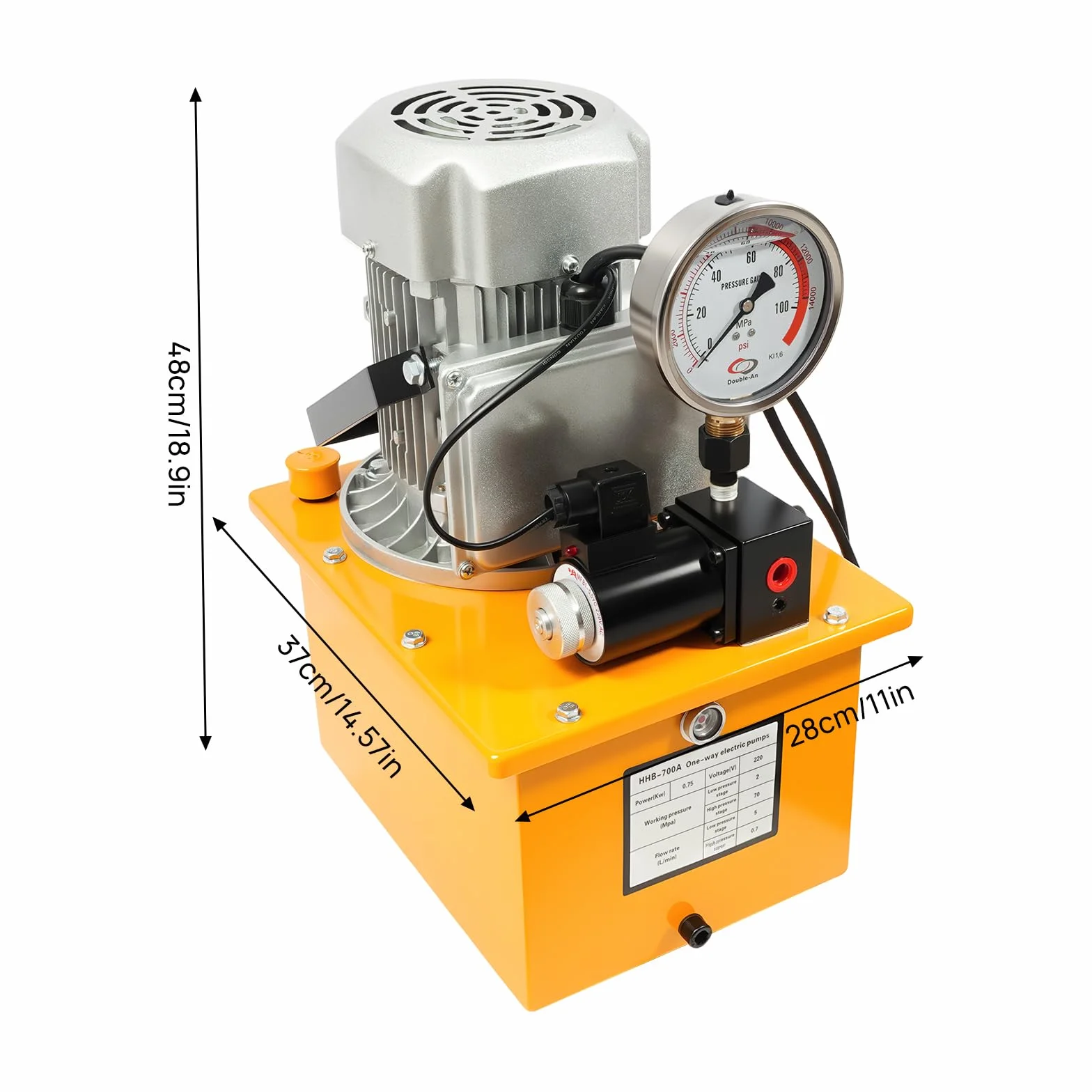 Pompa idraulica elettrica 220 V con elettrovalvola, pompa idraulica ad alta pressione, 750 W, pressione di uscita regolabile 725-10.000 PSI