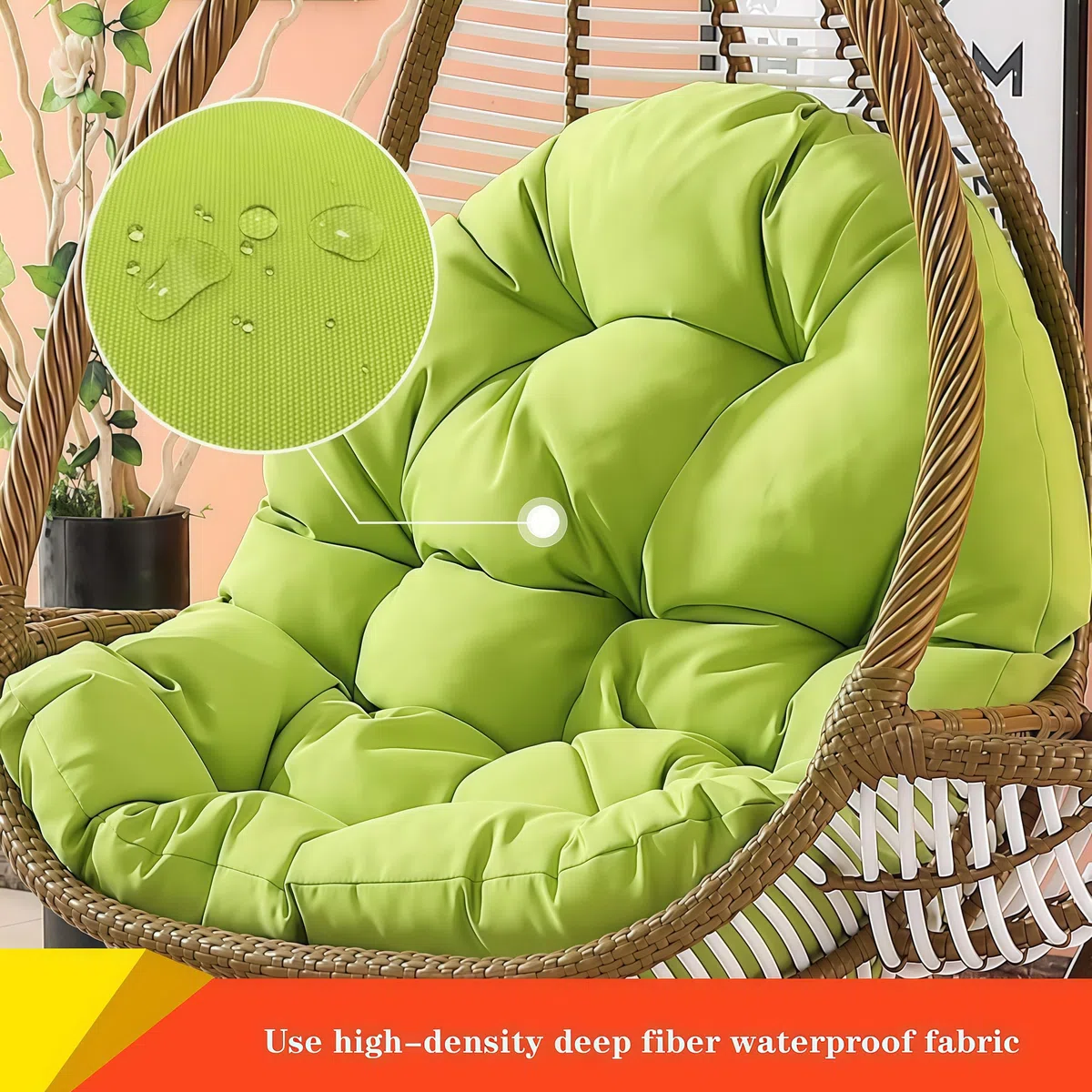 Cuscino per dondolo da giardino in rattan, comodo cuscino a forma di uovo, per esterni/interni, decorazione per mobili da giardino e patio