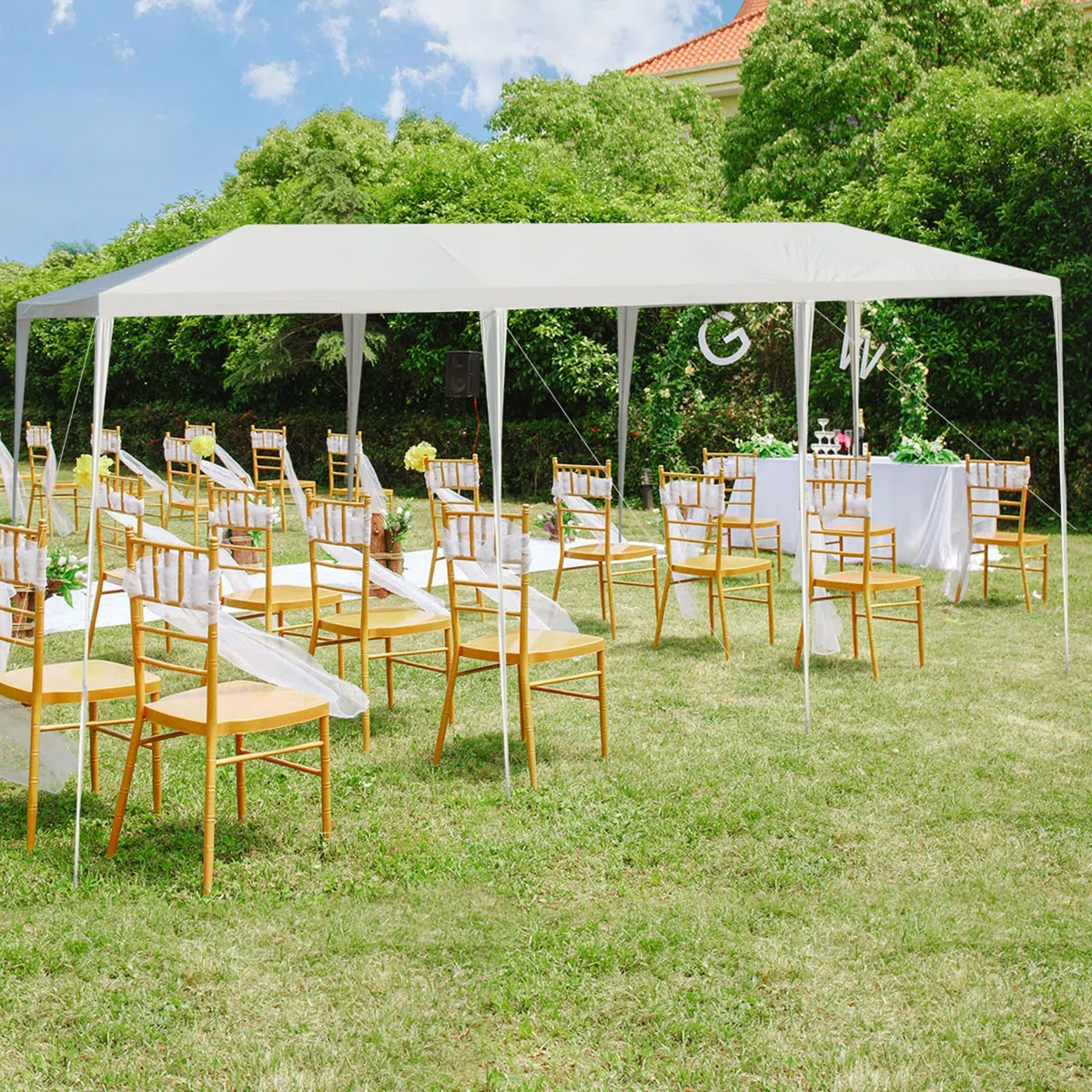 COSTWAY Gazebo da Giardino 3 x 9 m, Tendone per Feste con Struttura in Metallo, Impermeabile e Protezione UV, per Feste, Barbecue, Giardino e Spiaggia (3 x 9 m)
