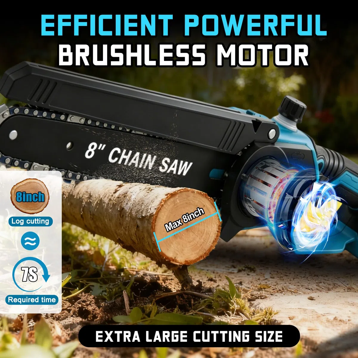 Sega da potatura professionale compatibile con Makita 18V, 8 pollici Brushless 2 in 1 Sega da potatura con manico telescopico e telescopico elettrico Altezza di lavoro (Senza batteria)