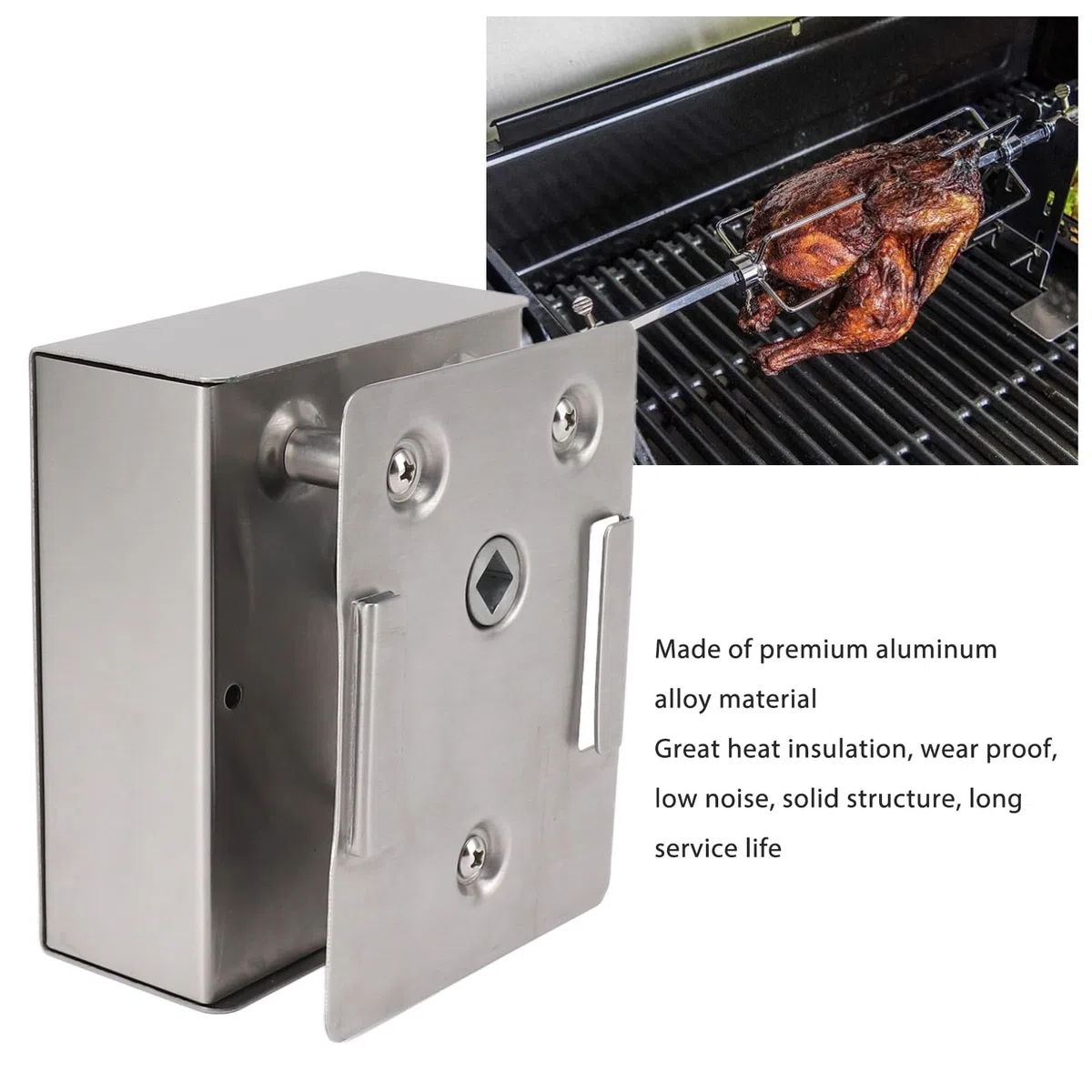 Fdit Motore Girarrosto Elettrico 12V 70KG, Ricambio Universale per Grill Barbecue, Lega Alluminio 2.5RPM