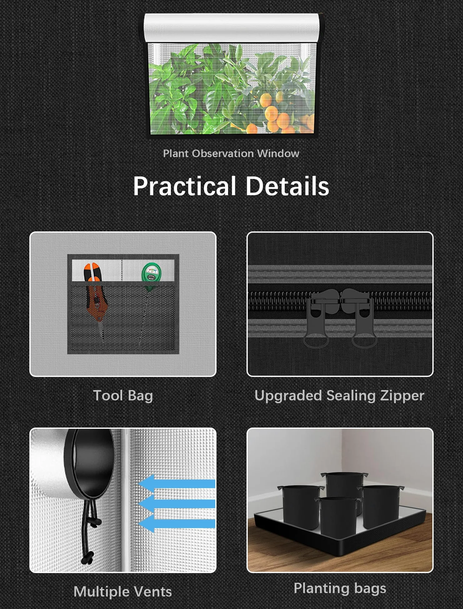 Set completo per coltivazione indoor, grow box 60x60x140 cm, sistema di coltivazione con lampada LED da 100 W, ventilatore automatico da 4 pollici, filtro al carbone e ventilatore