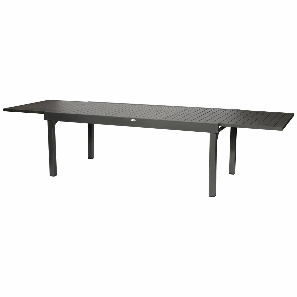 Hespéride - Tavolo da giardino allungabile Piazza, grigio grafite - 12 posti - Alluminio antiruggine - Mobili da esterno con estensione scorrevole