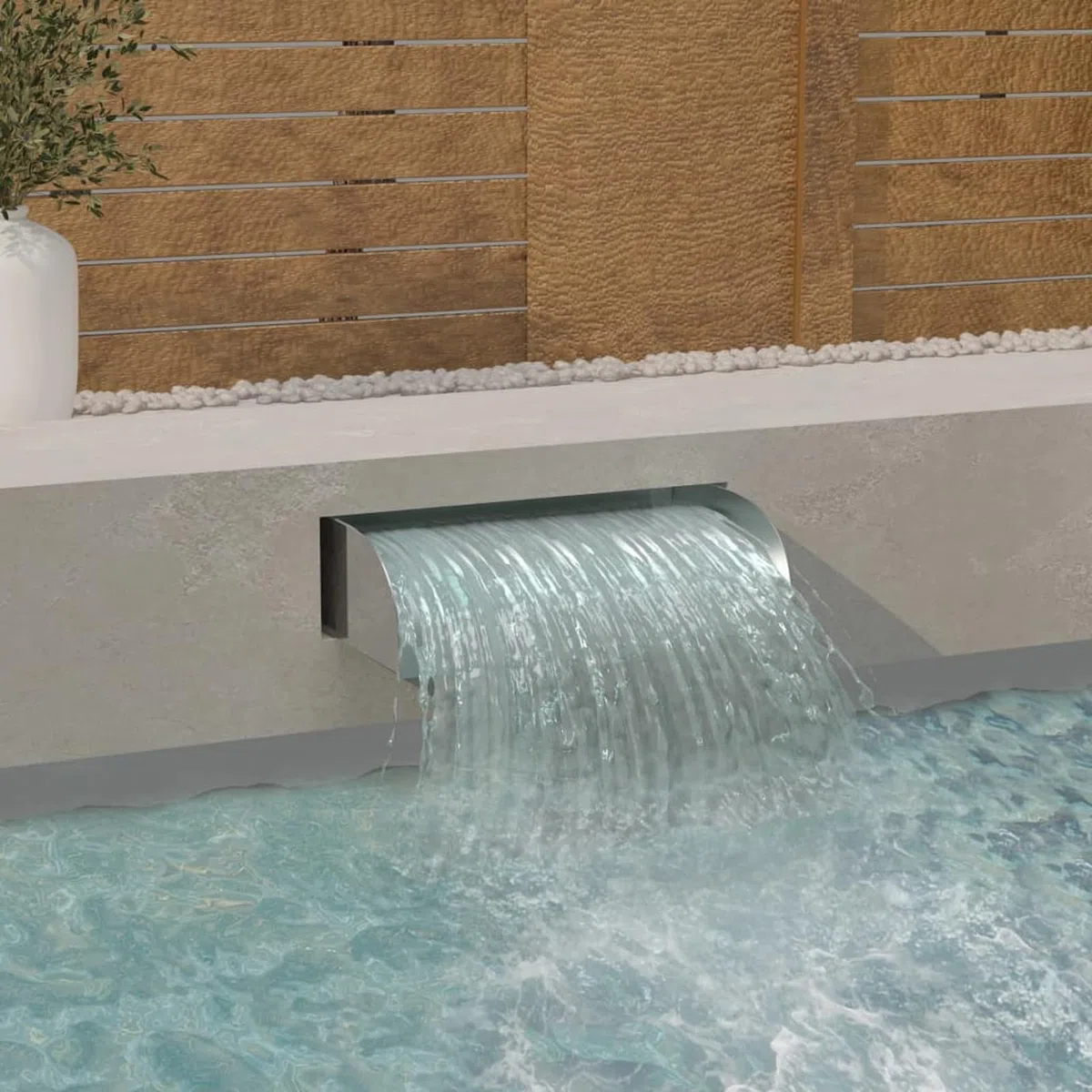 Rantry Cascata con LED 60x34x14 cm in Acciaio Inox 304, Mobili da Giardino, Decorazione da Mobili per Giardino Esterni