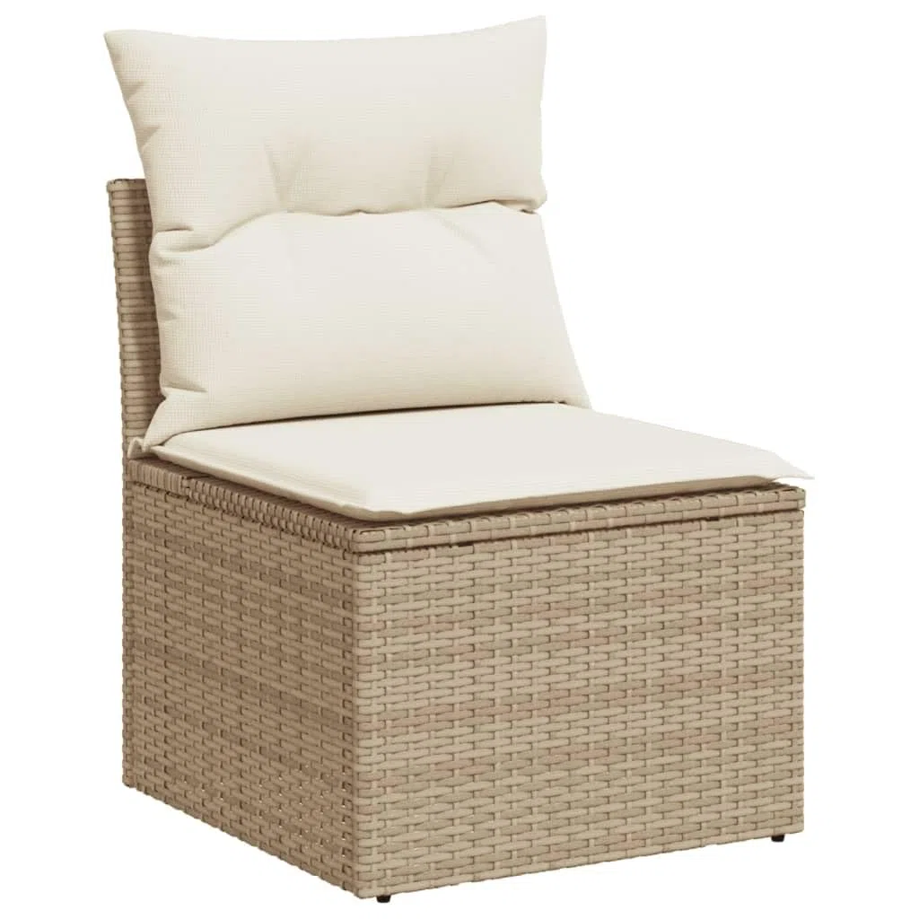 Set Divano da Giardino 10 pz con Cuscini Beige in Polyrattan, Set Giardino Esterno, Divano da Giardino, Salotto da Esterno, Set da Giardino, Arredo Giardino