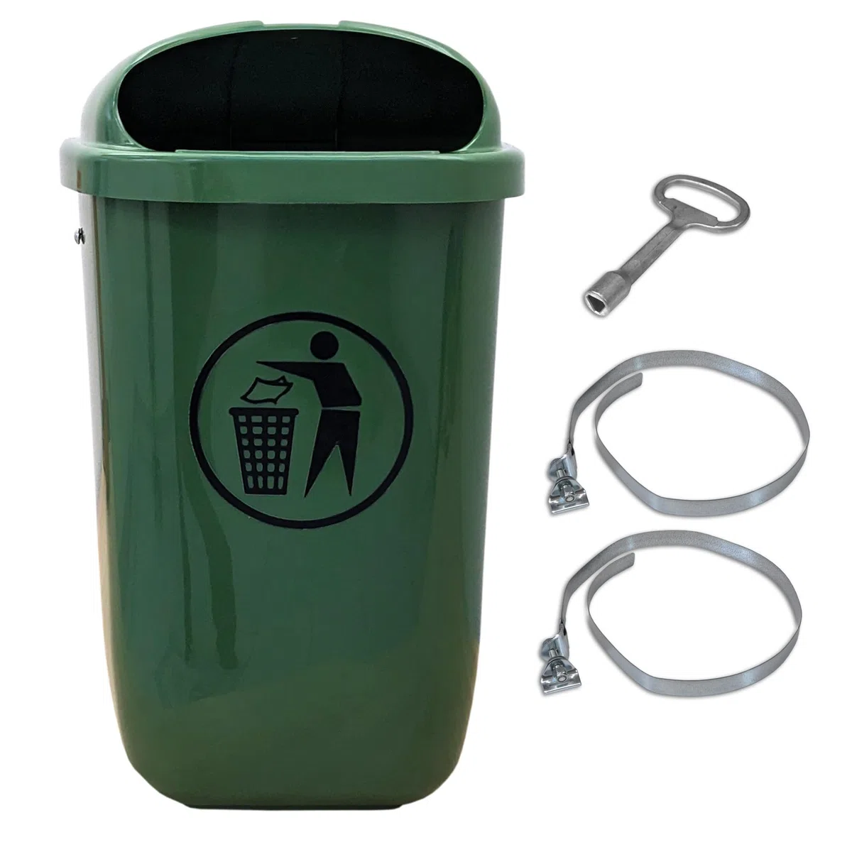 Pattumiera in plastica in RAL 6017 verde maggio, DIN 30713